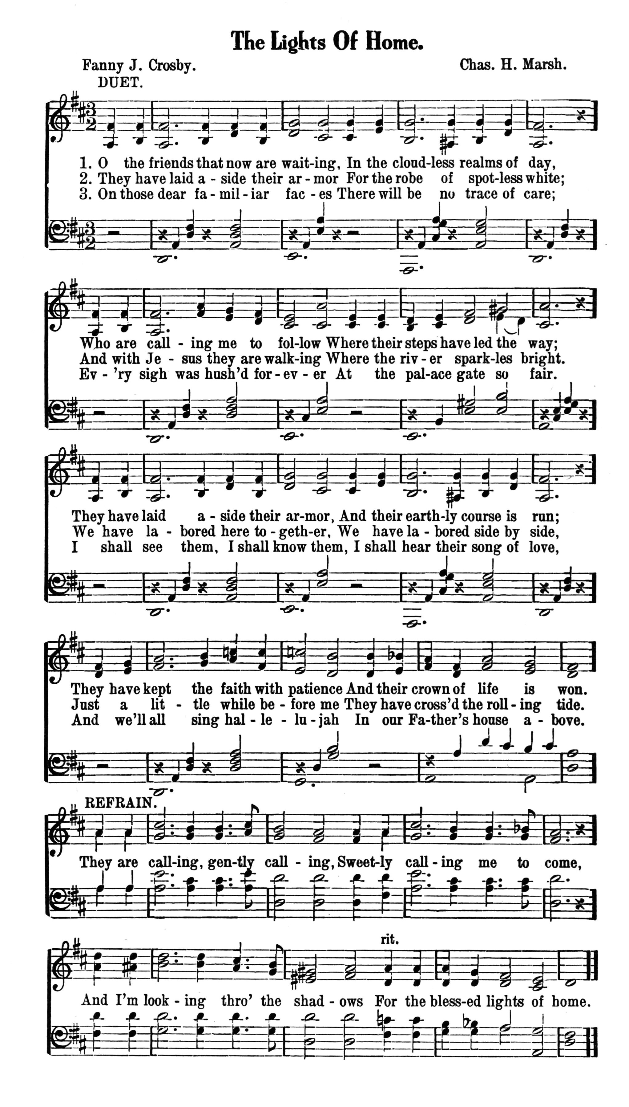 Hymn Sheet for The Blessed Lights of Home