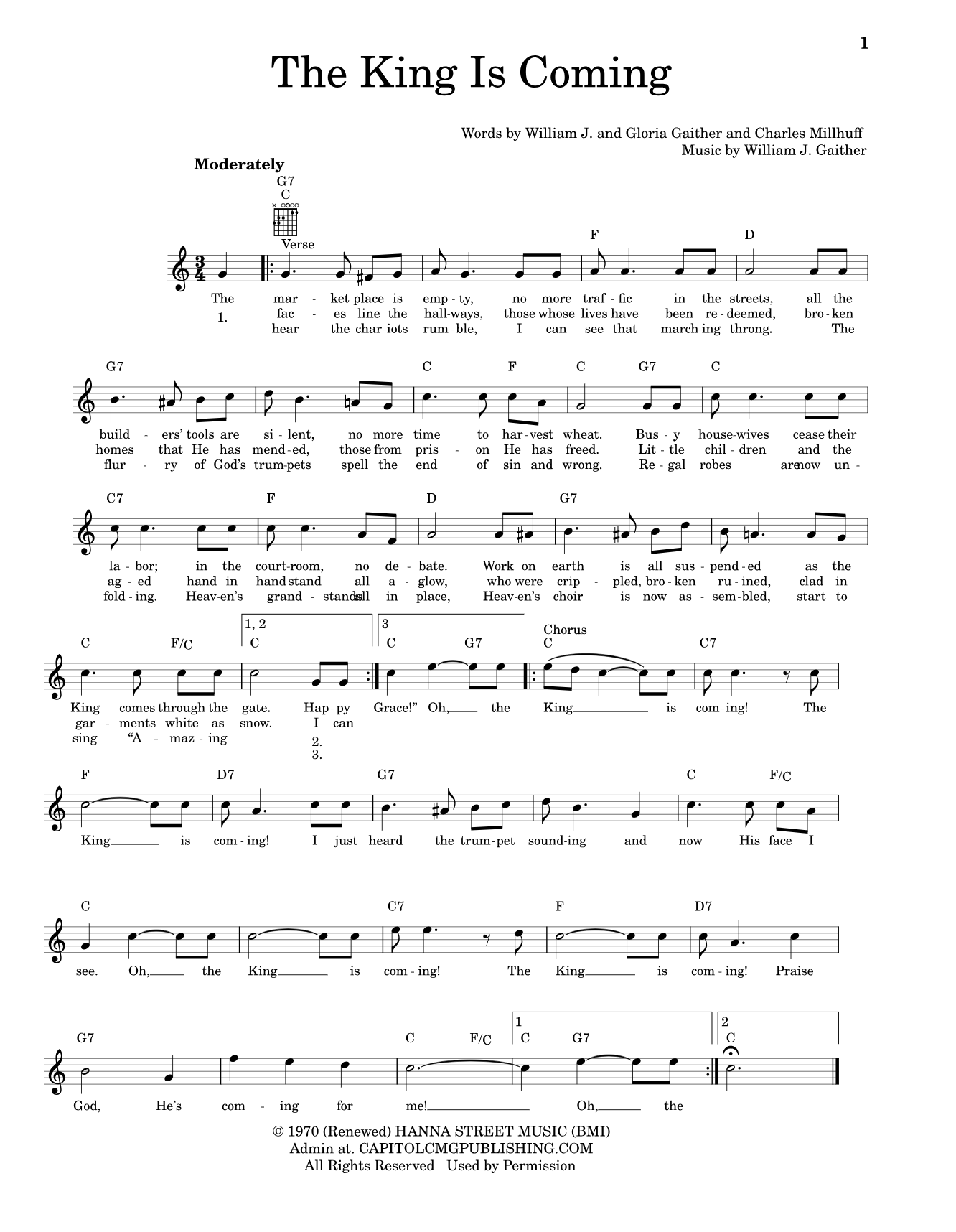 Hymn Sheet for The King Is Coming (I Heard the Trumpet Sounding)