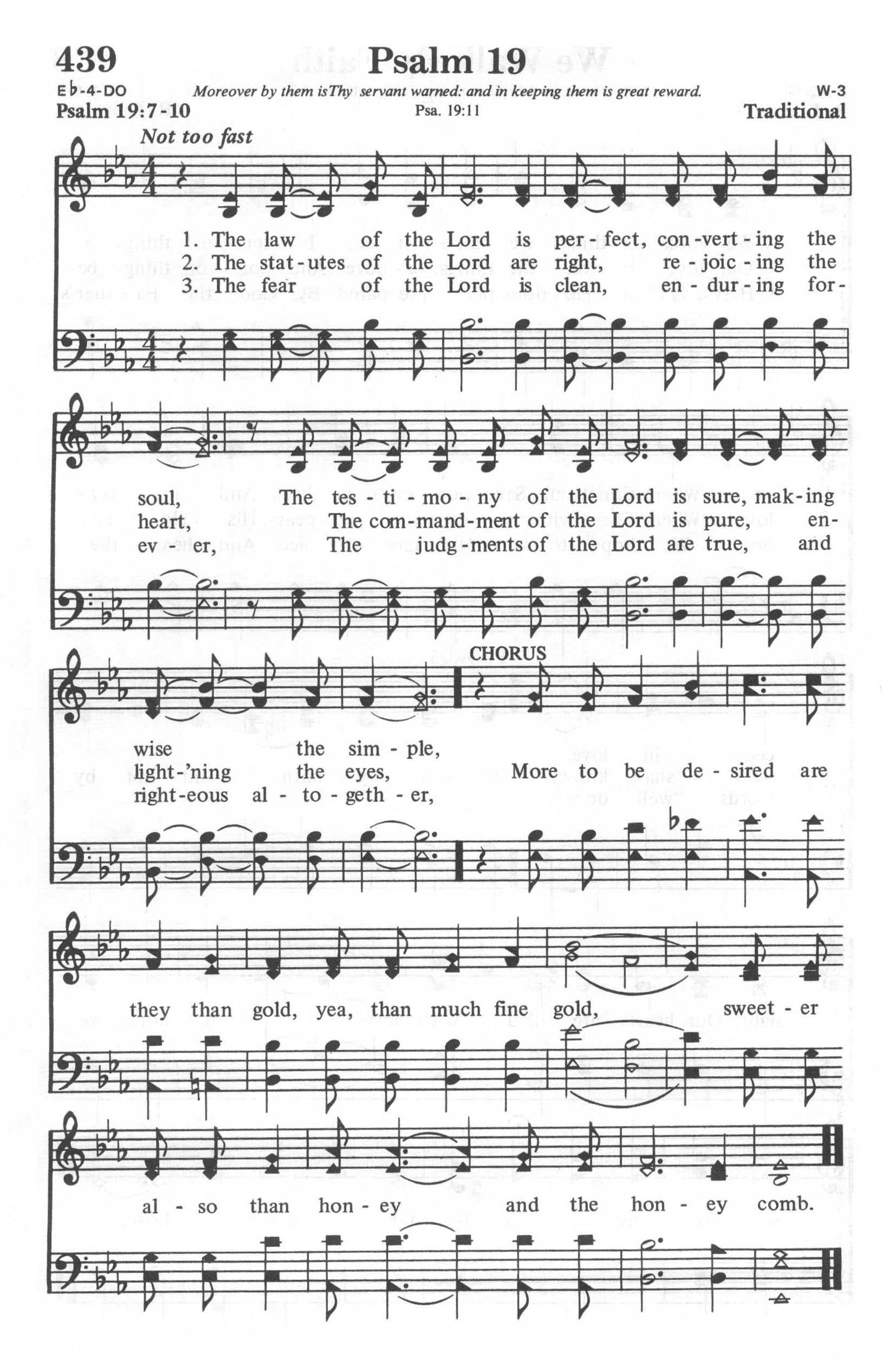 Hymn Sheet for The Law of the Lord is Perfect