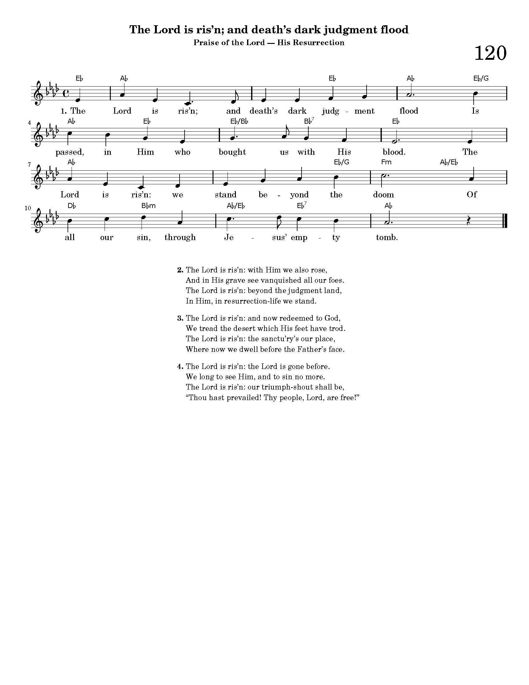 Hymn Sheet for The Lord Is Ris’n; and Death’s Dark Judgment Flood