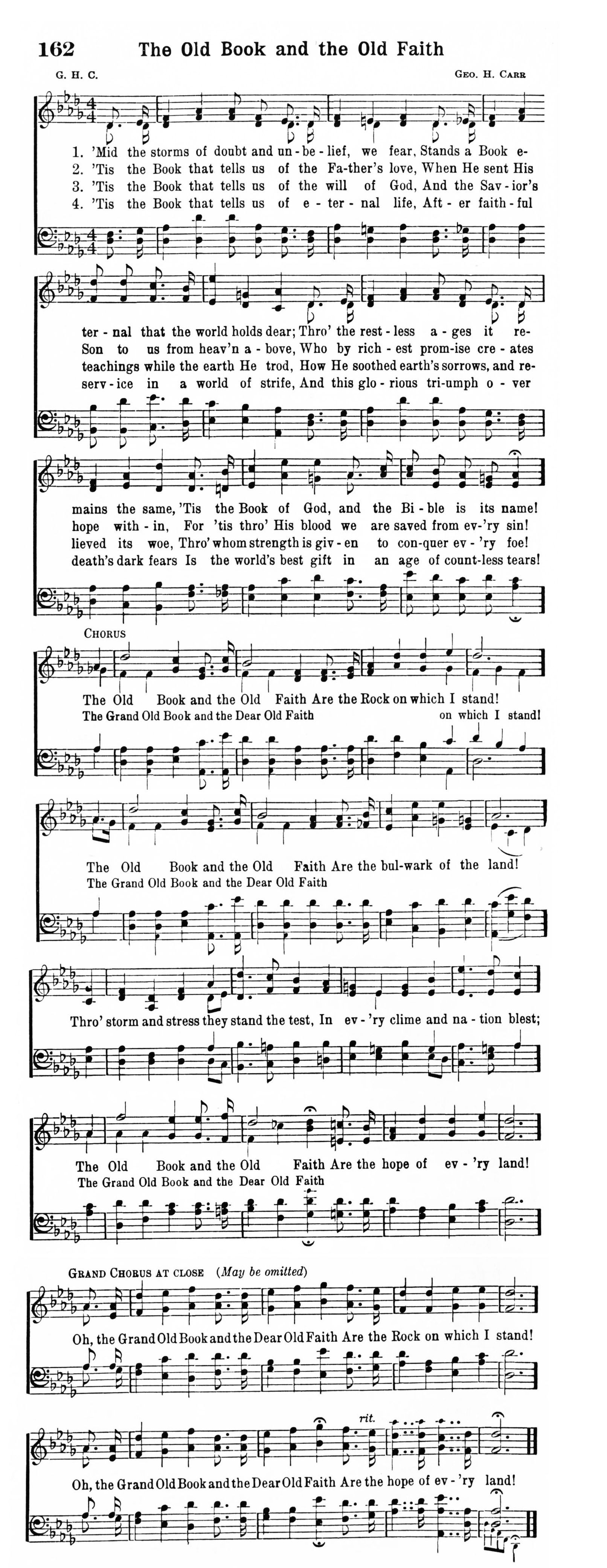 Hymn Sheet for The Old Book And The Old Faith