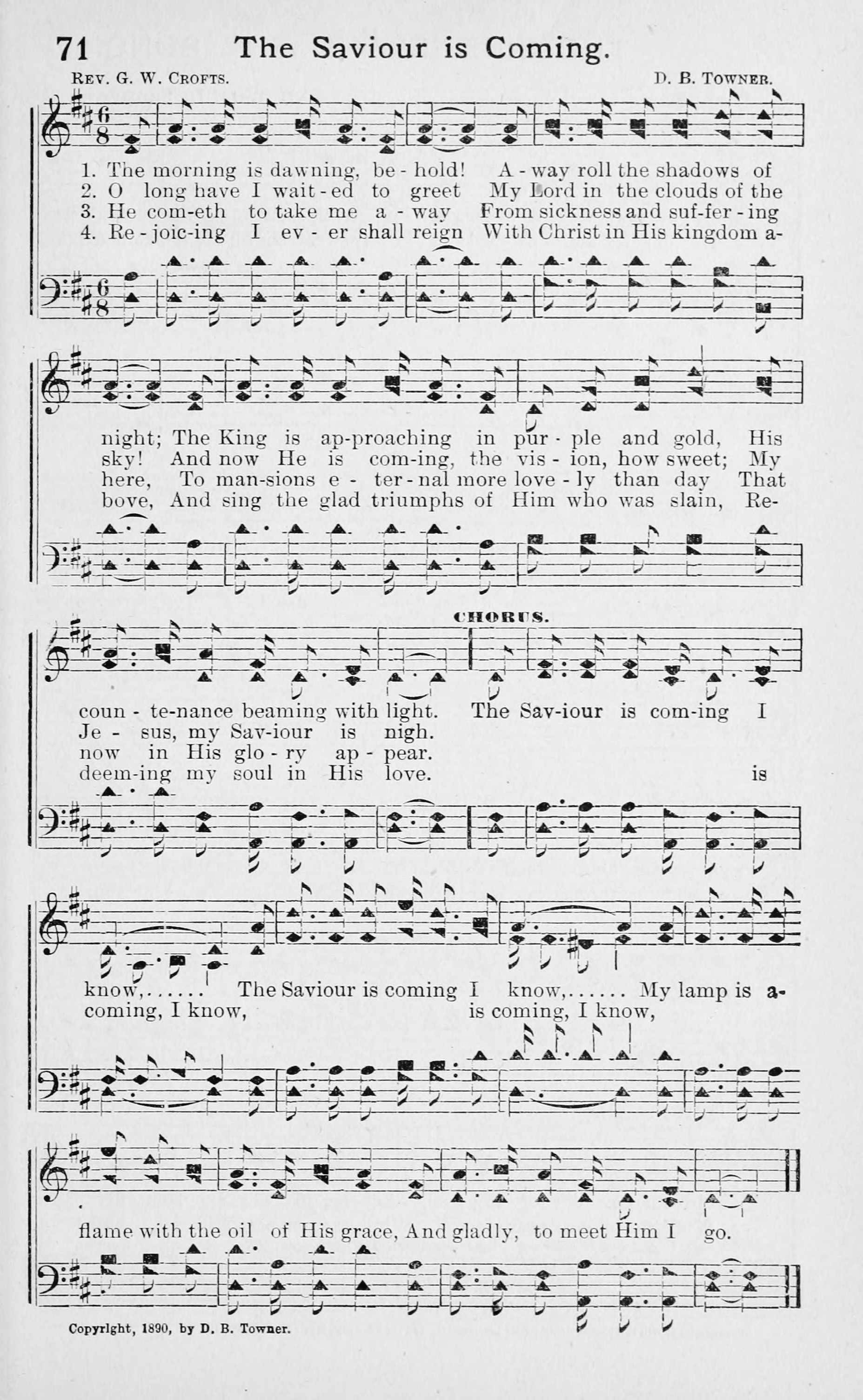 Hymn Sheet for The Saviour Is Coming