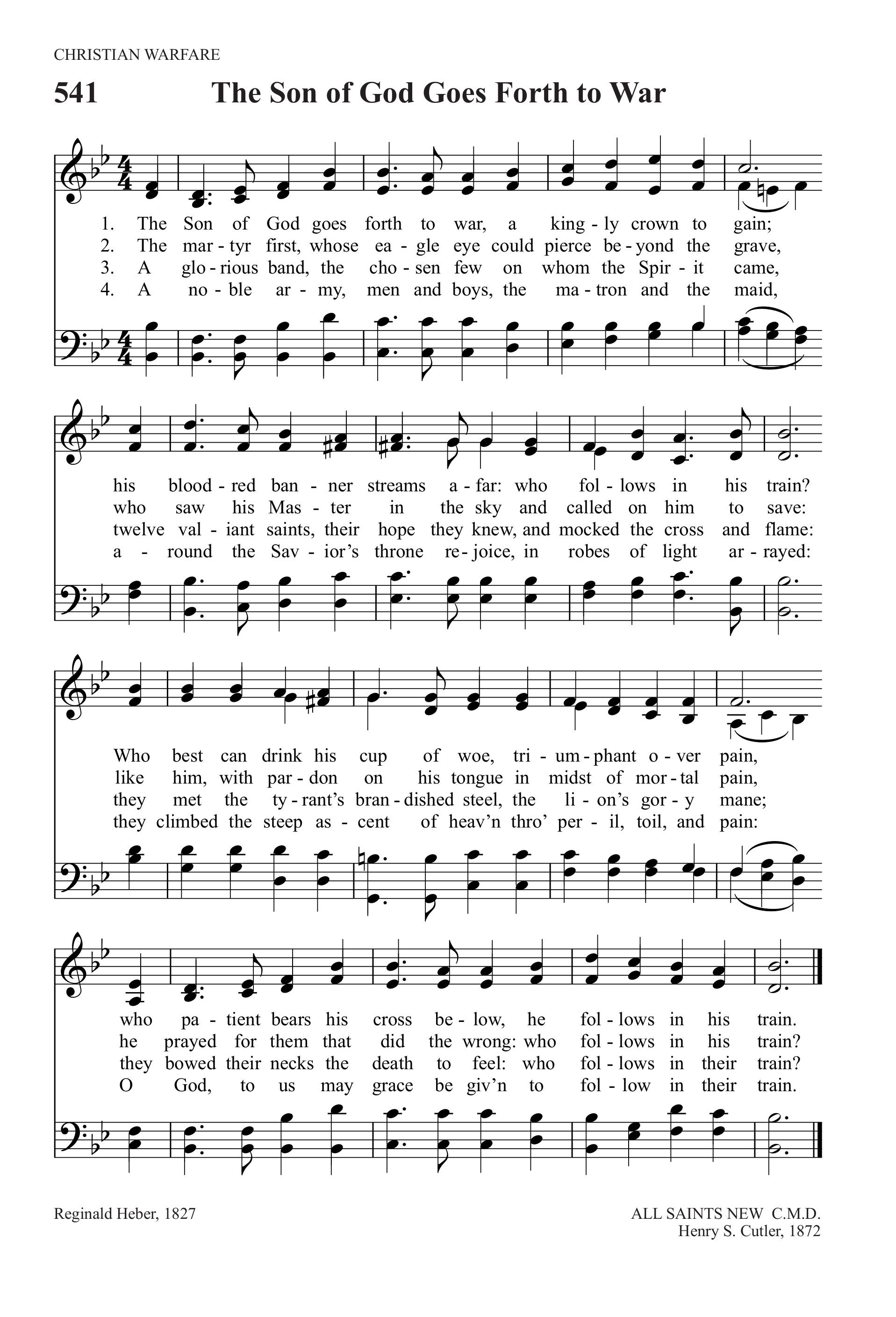 Hymn Sheet for The Son of God Goes Forth to War