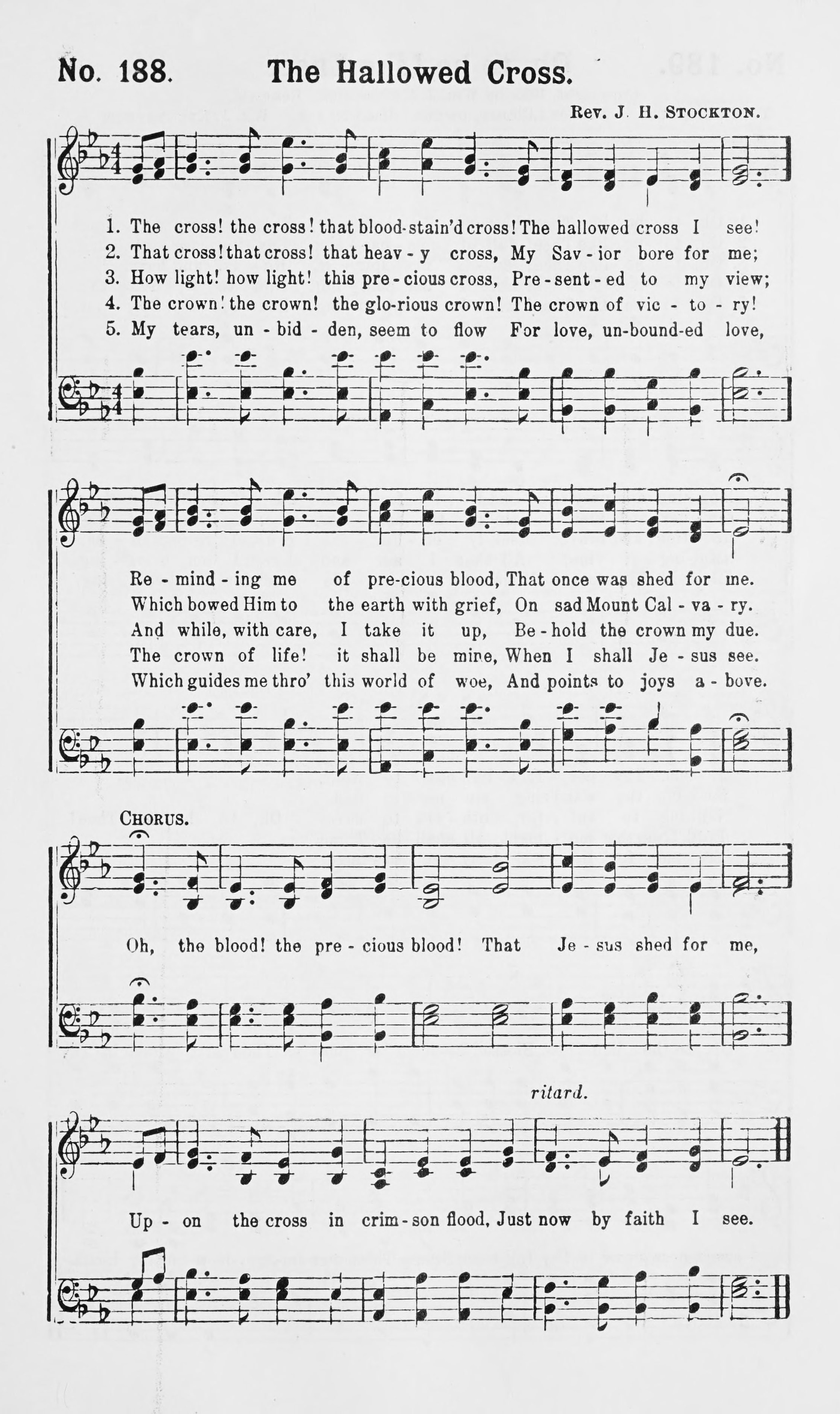 Hymn Sheet for The cross! The cross! The blood-stained cross