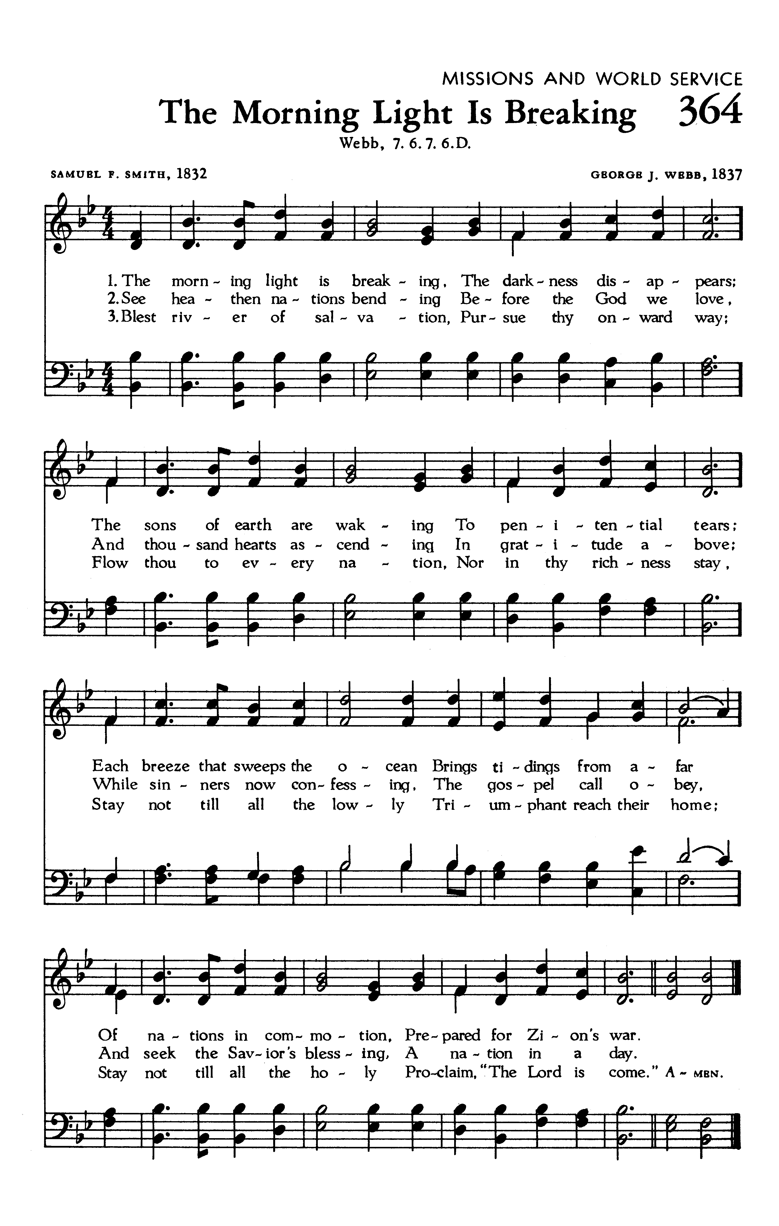 Hymn Sheet for The Morning Light Is Breaking