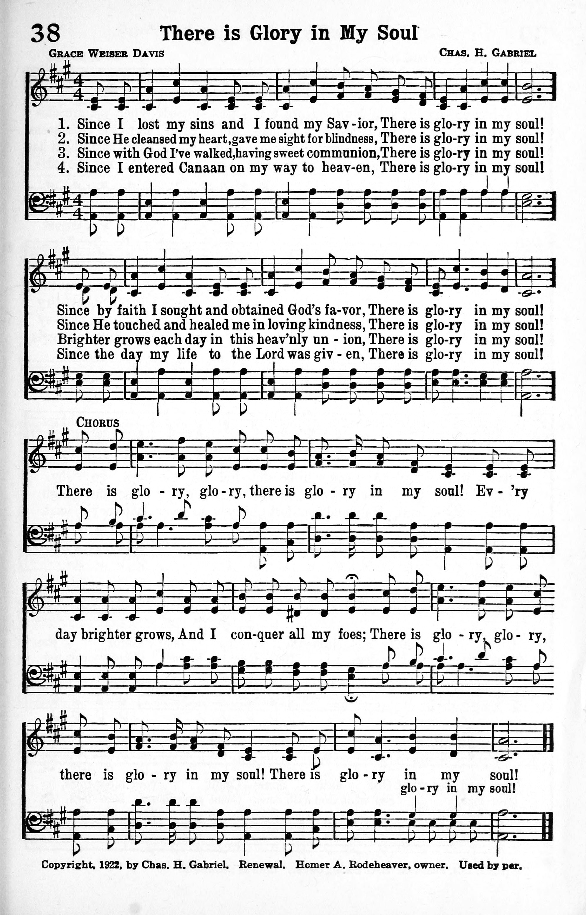 Hymn Sheet for There Is Glory in My Soul