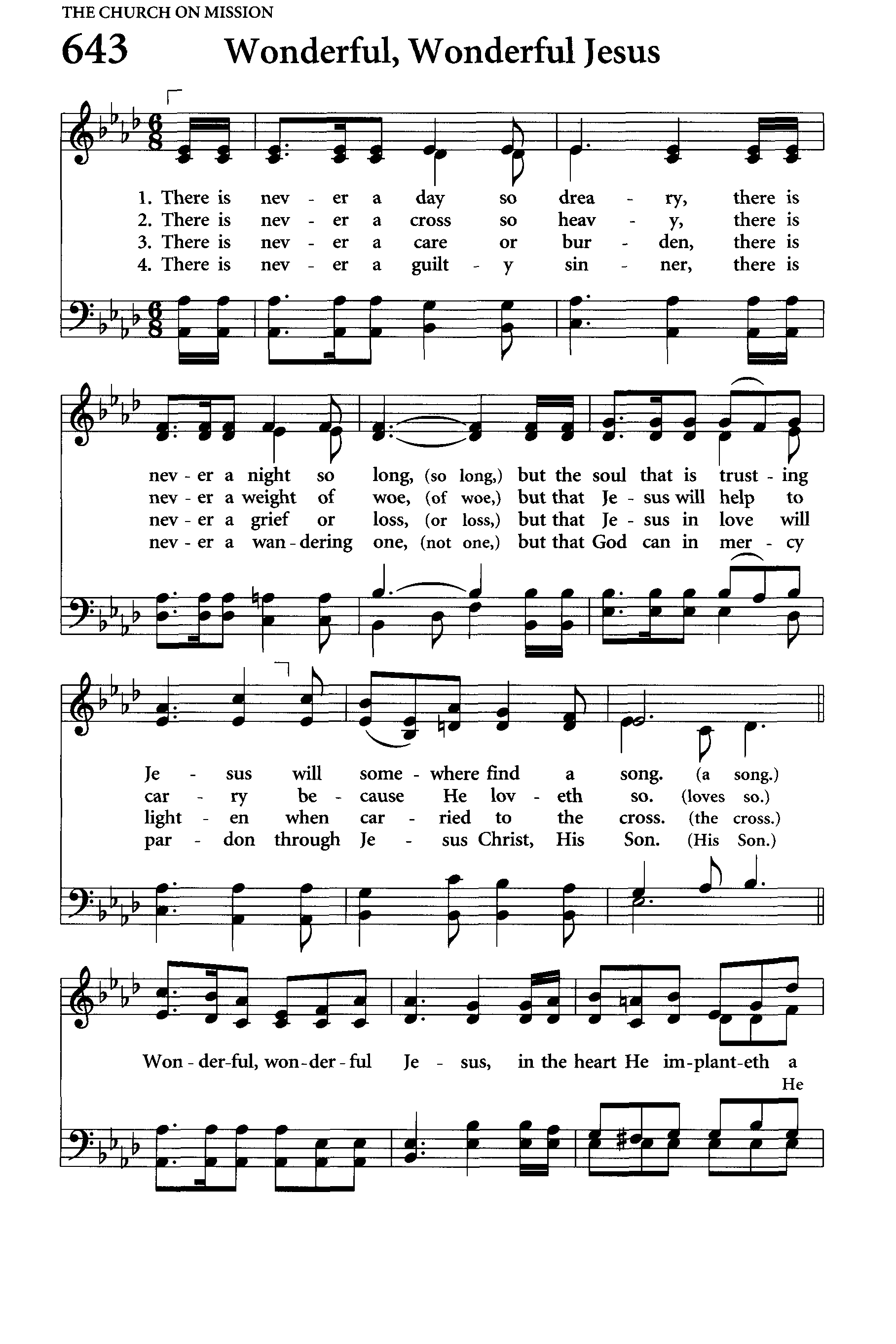 Hymn Sheet for There Is Never A Day So Dreary