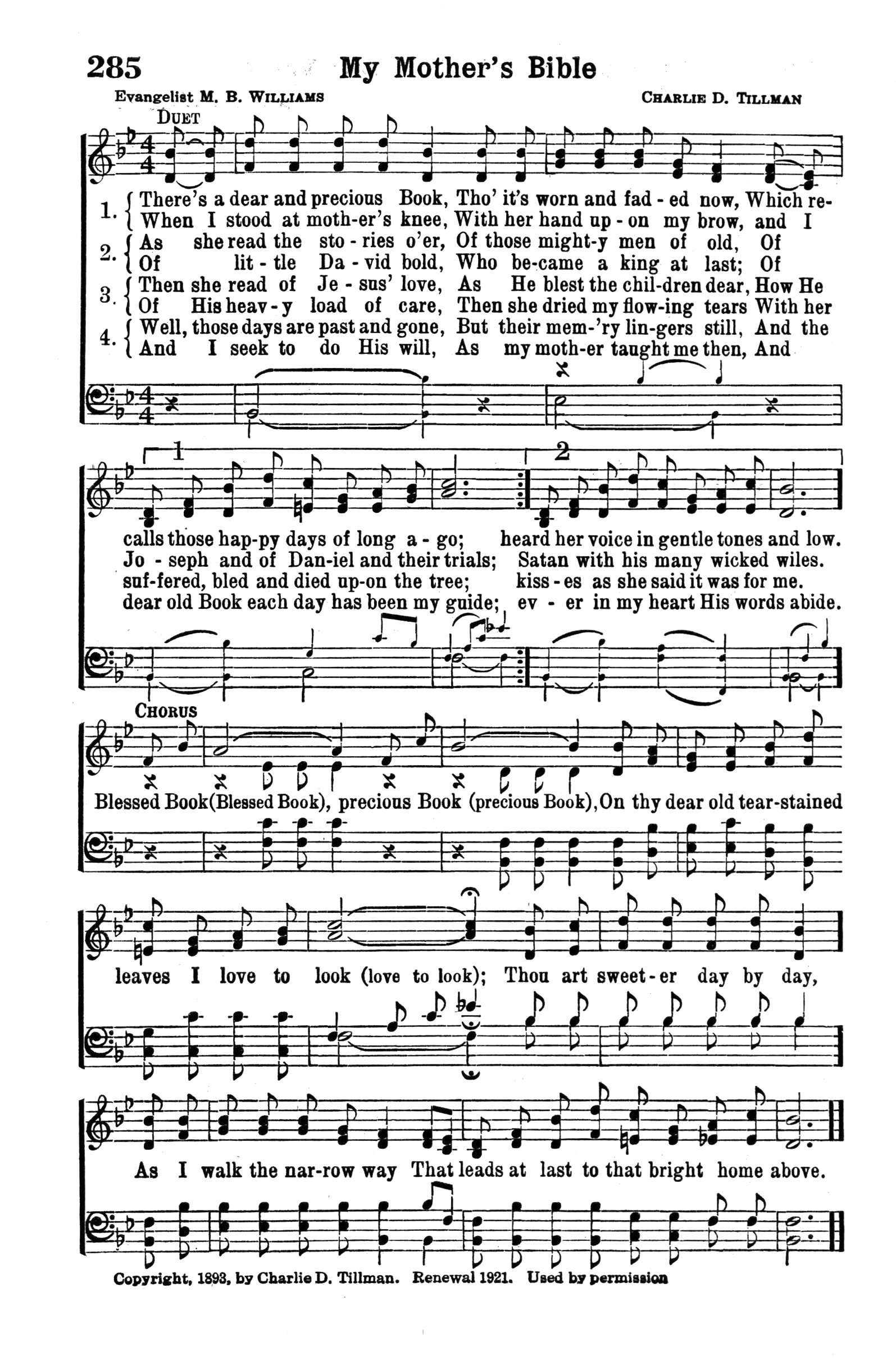 Hymn Sheet for My Mother's Bible