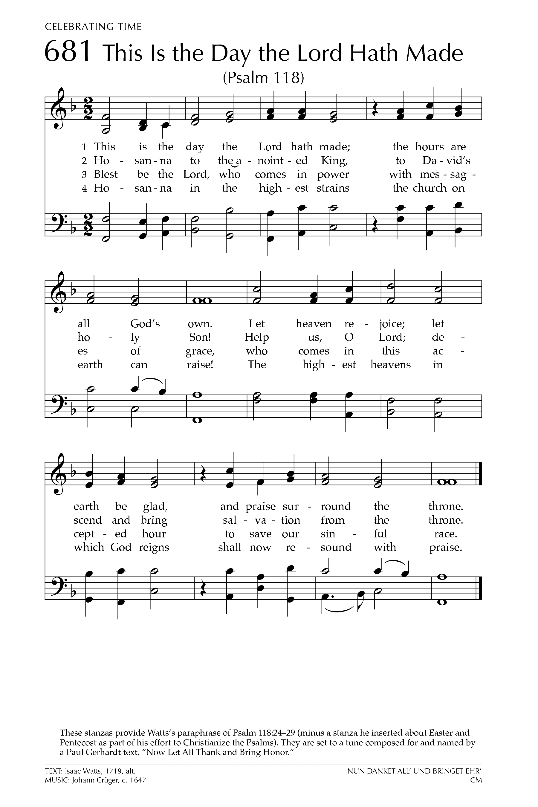 Hymn Sheet for This is the day the Lord hath made