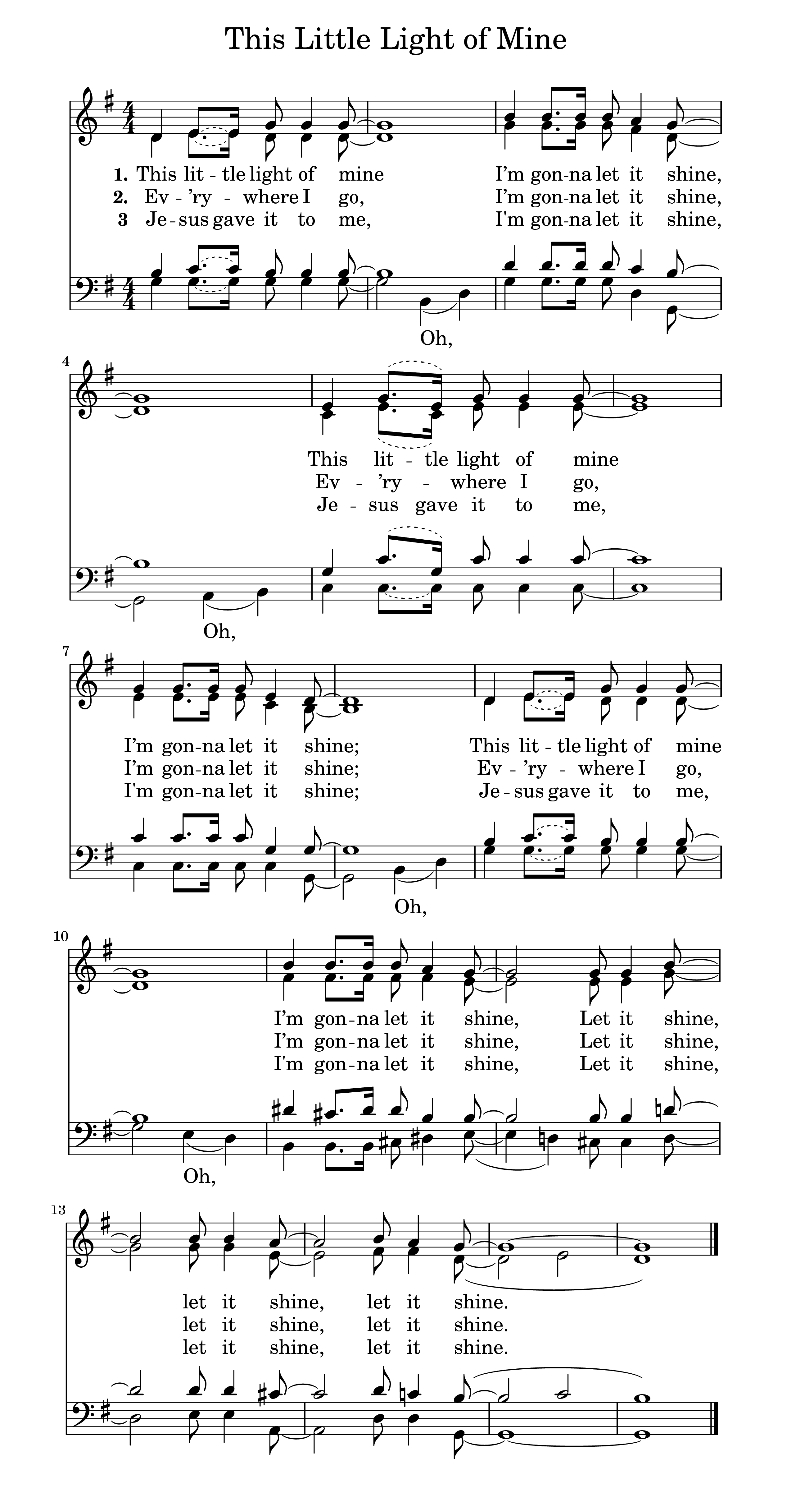 Hymn Sheet for This Little Light of Mine