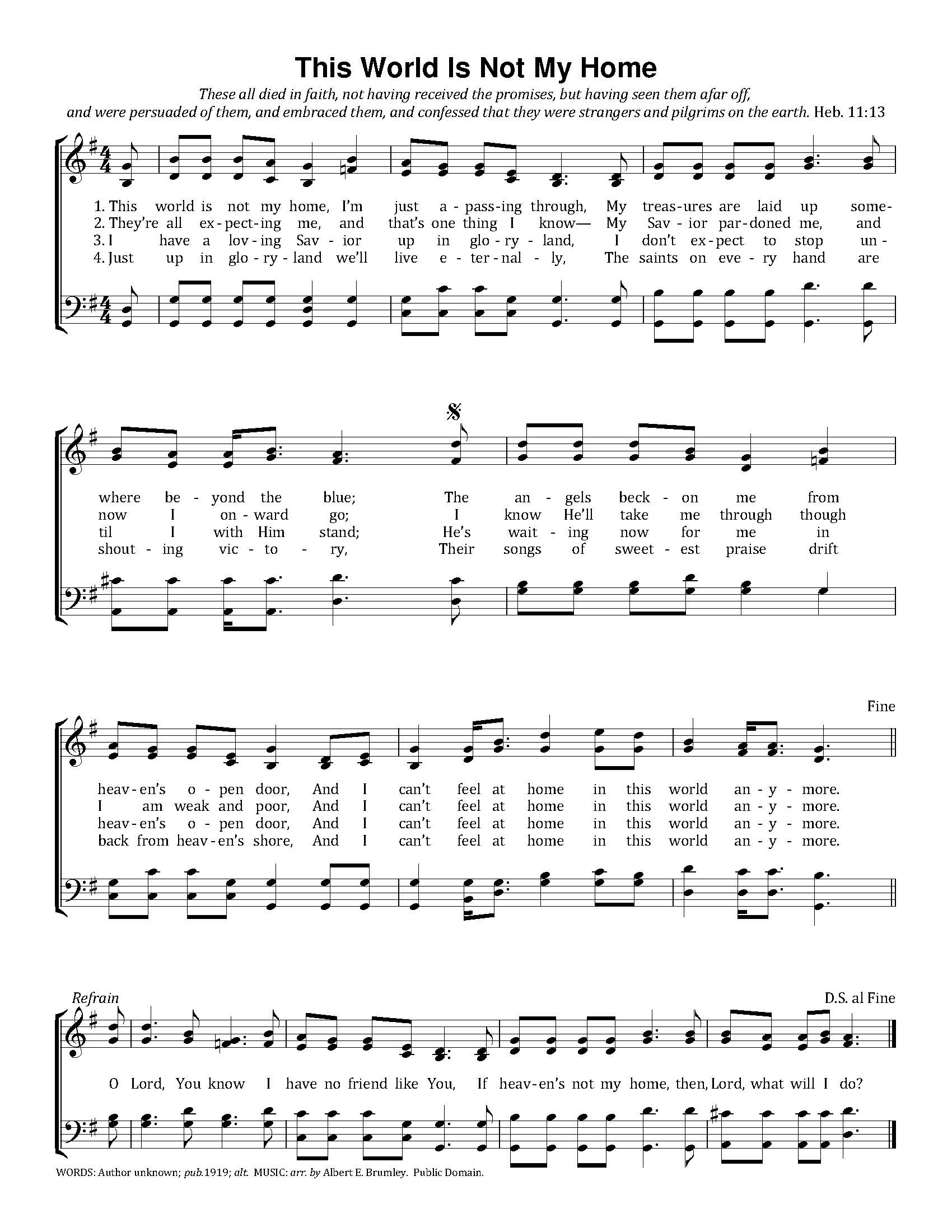 Hymn Sheet for This World Is Not My Home
