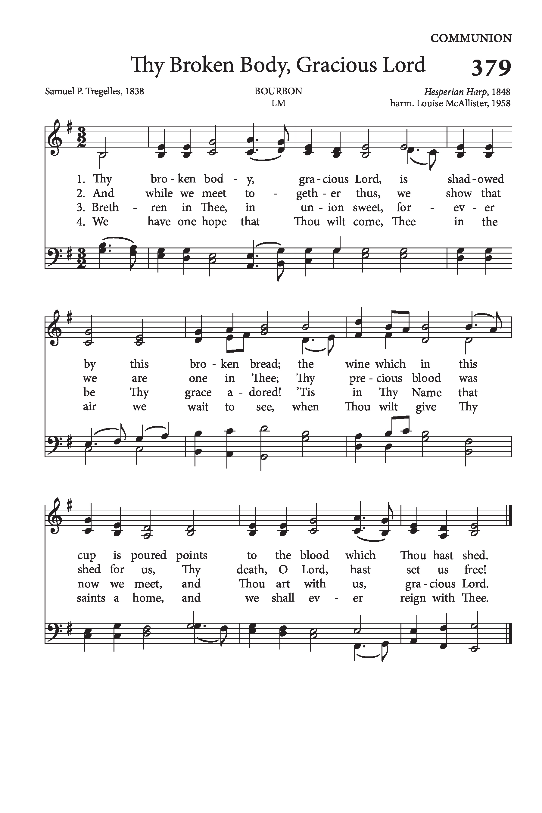 Hymn Sheet for Thy broken body, gracious Lord