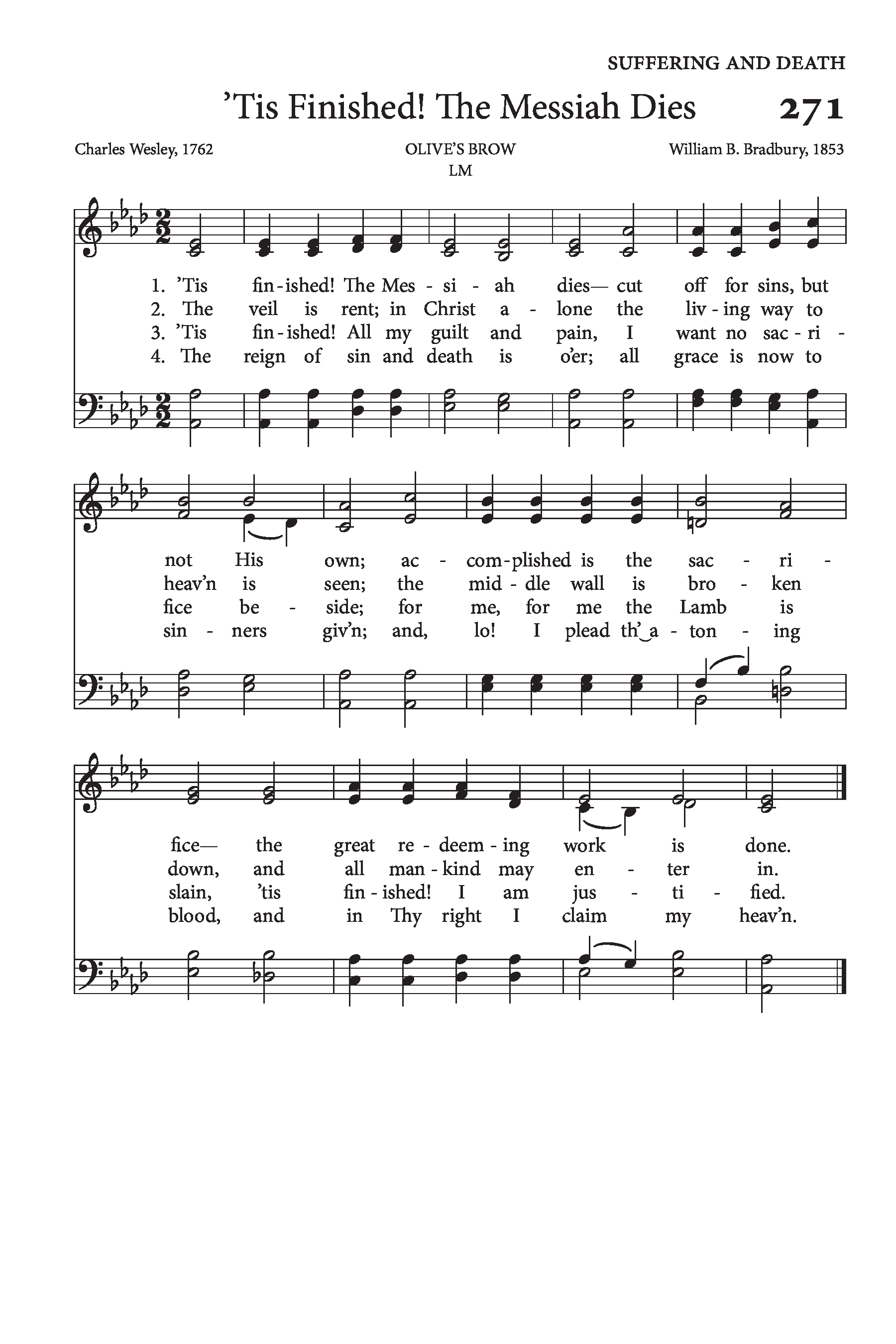 Hymn Sheet for 'Tis finished! The Messiah Dies