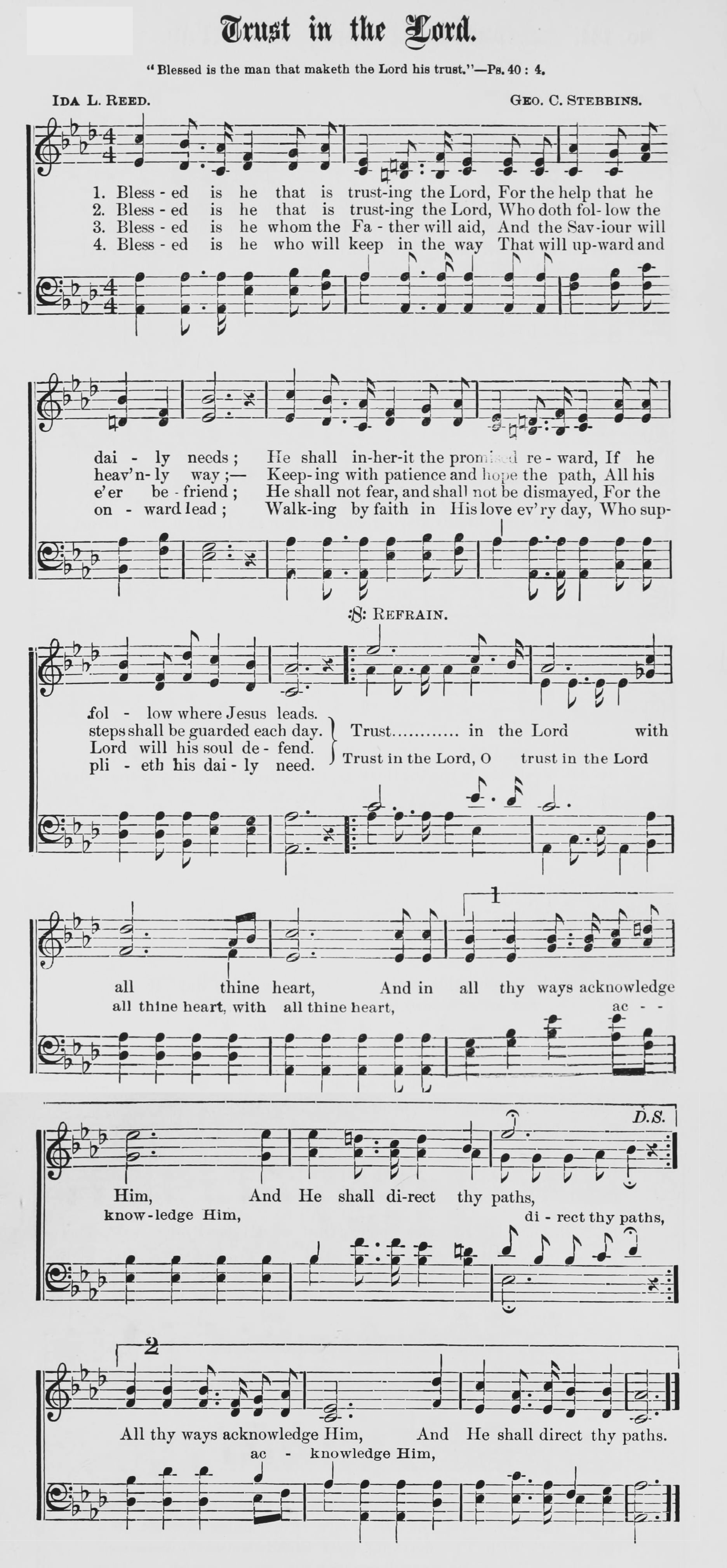 Hymn Sheet for Trust in the Lord