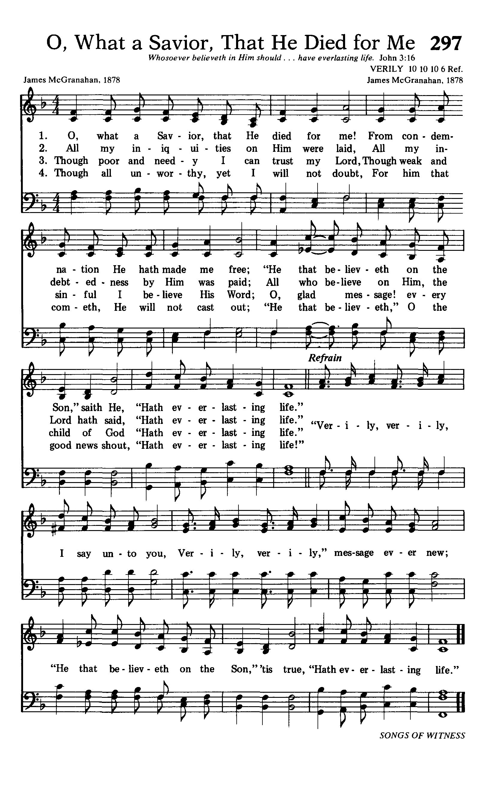 Hymn Sheet for Verily, Verily I Say Unto You- (Hath Everlasting Life)