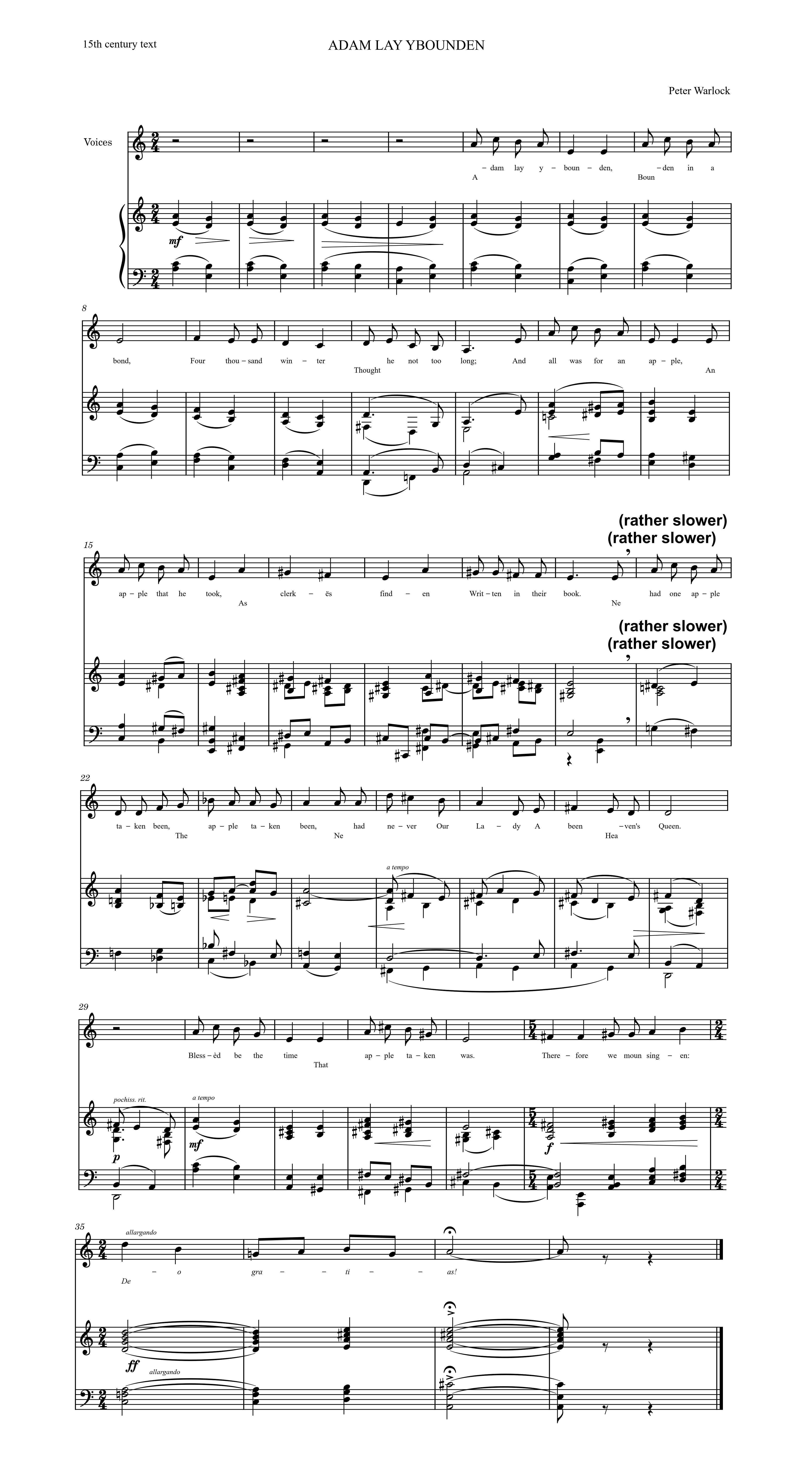 Hymn Sheet for Adam lay ybounden