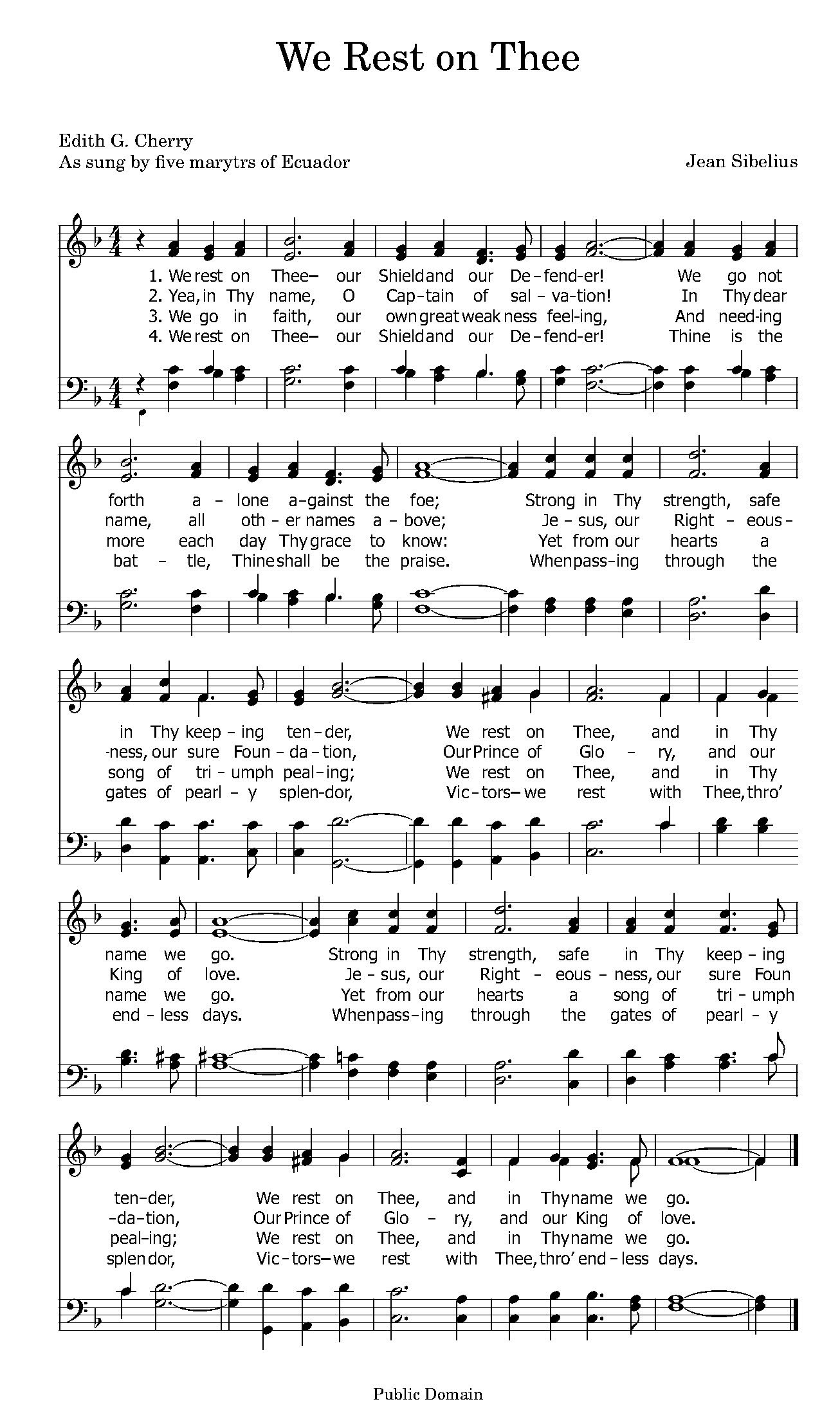 Hymn Sheet for We Rest On Thee
