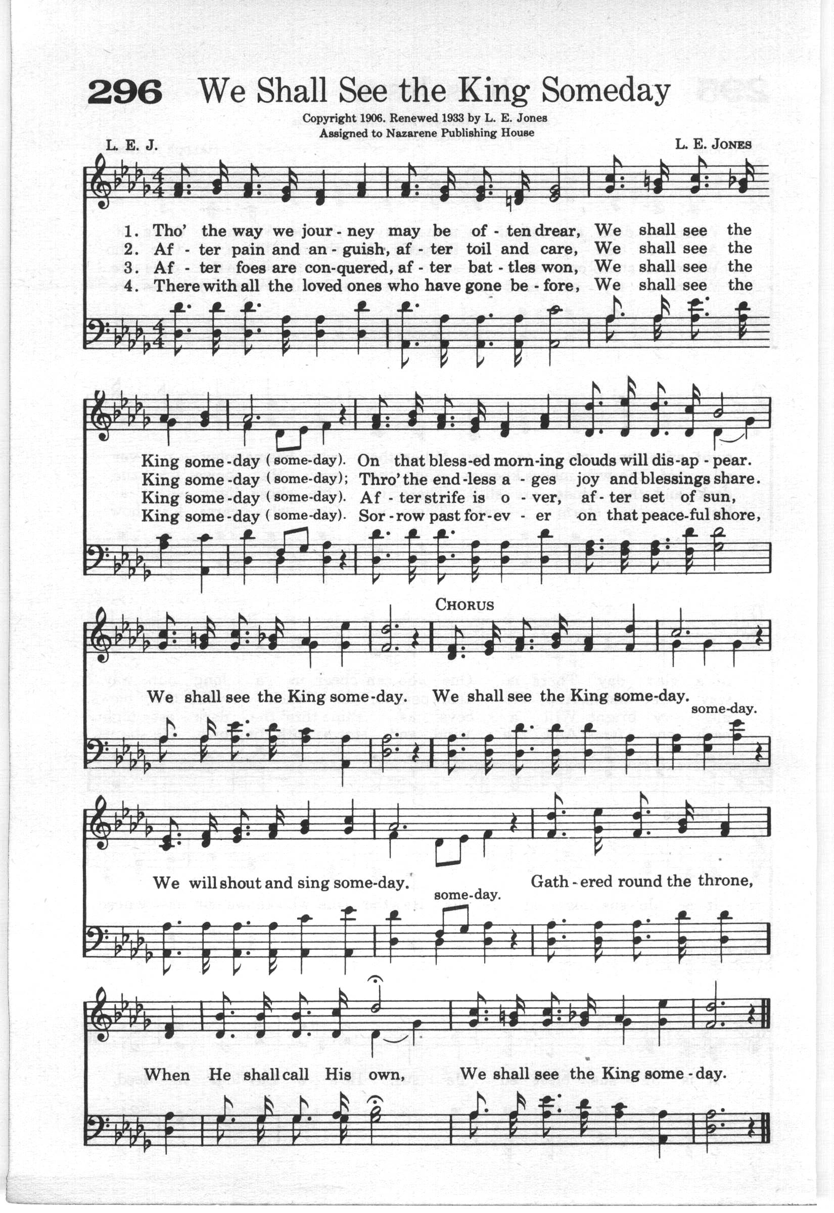 Hymn Sheet for We Shall See the King Some Day