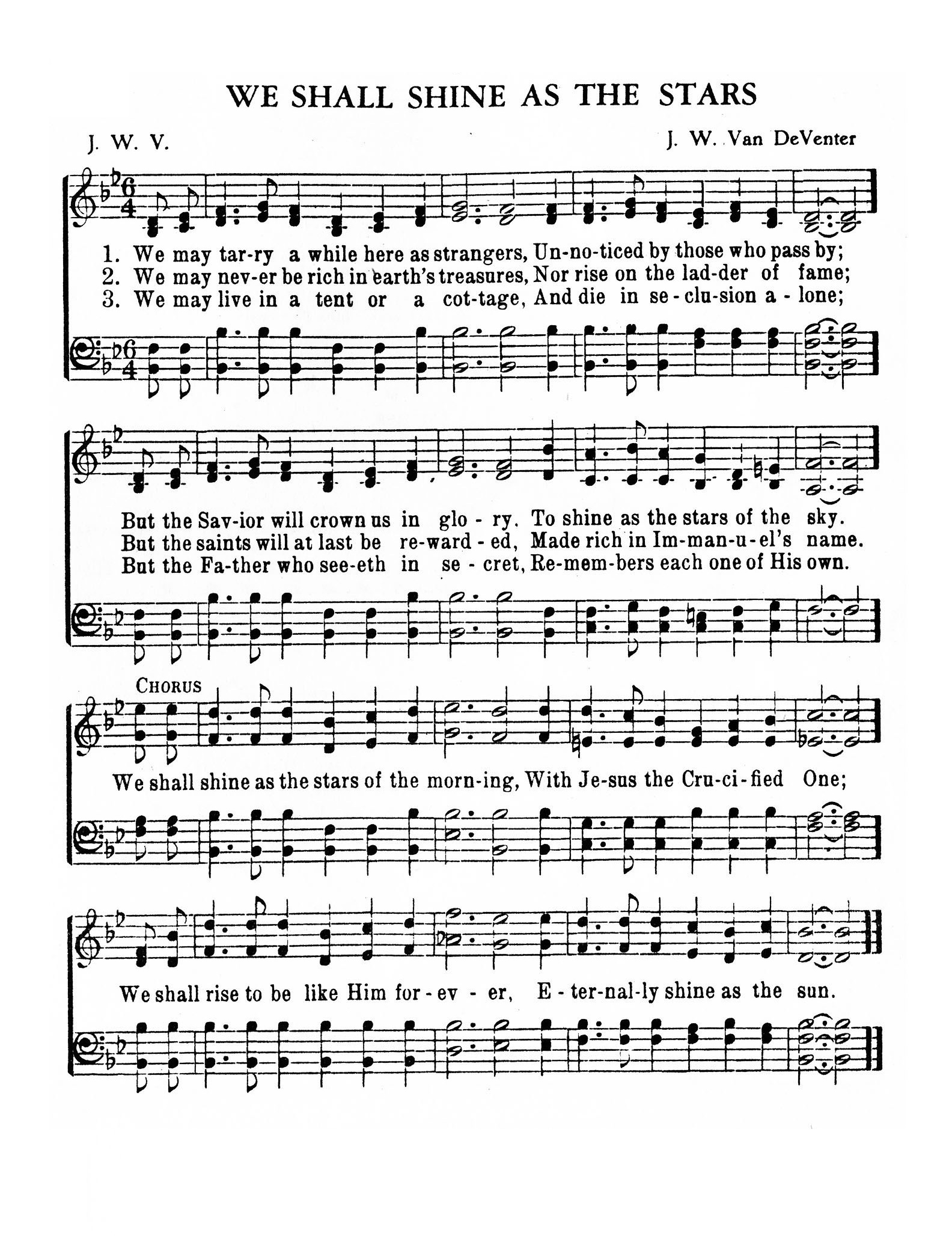 Hymn Sheet for We Shall Shine As The Stars