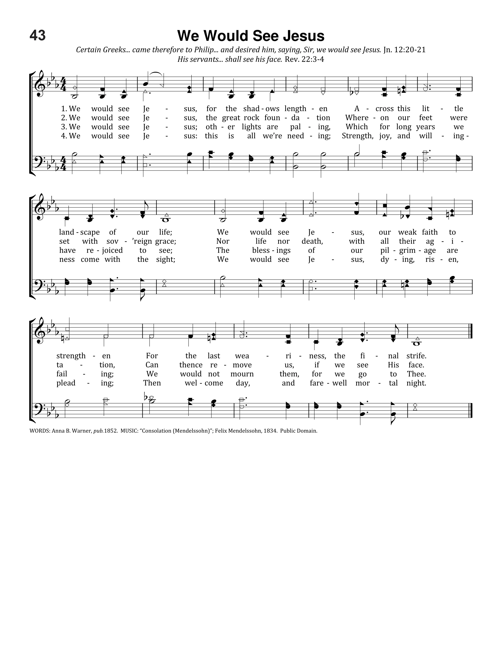Hymn Sheet for We Would See Jesus