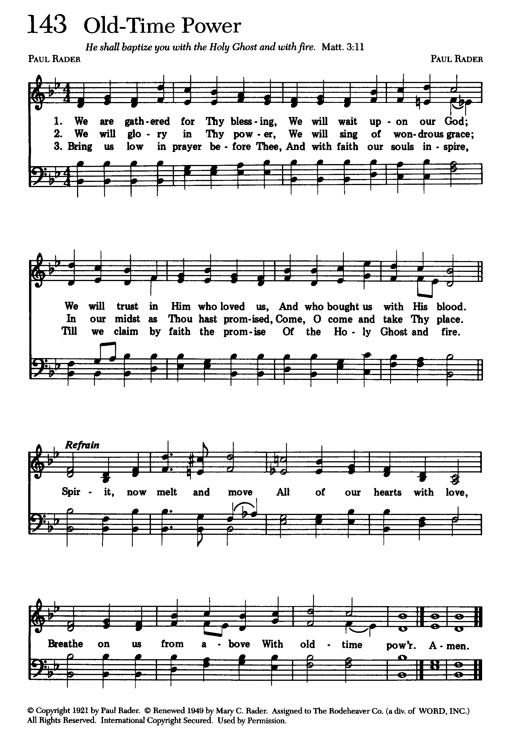Hymn Sheet for We Are Gathered for Thy Blessing