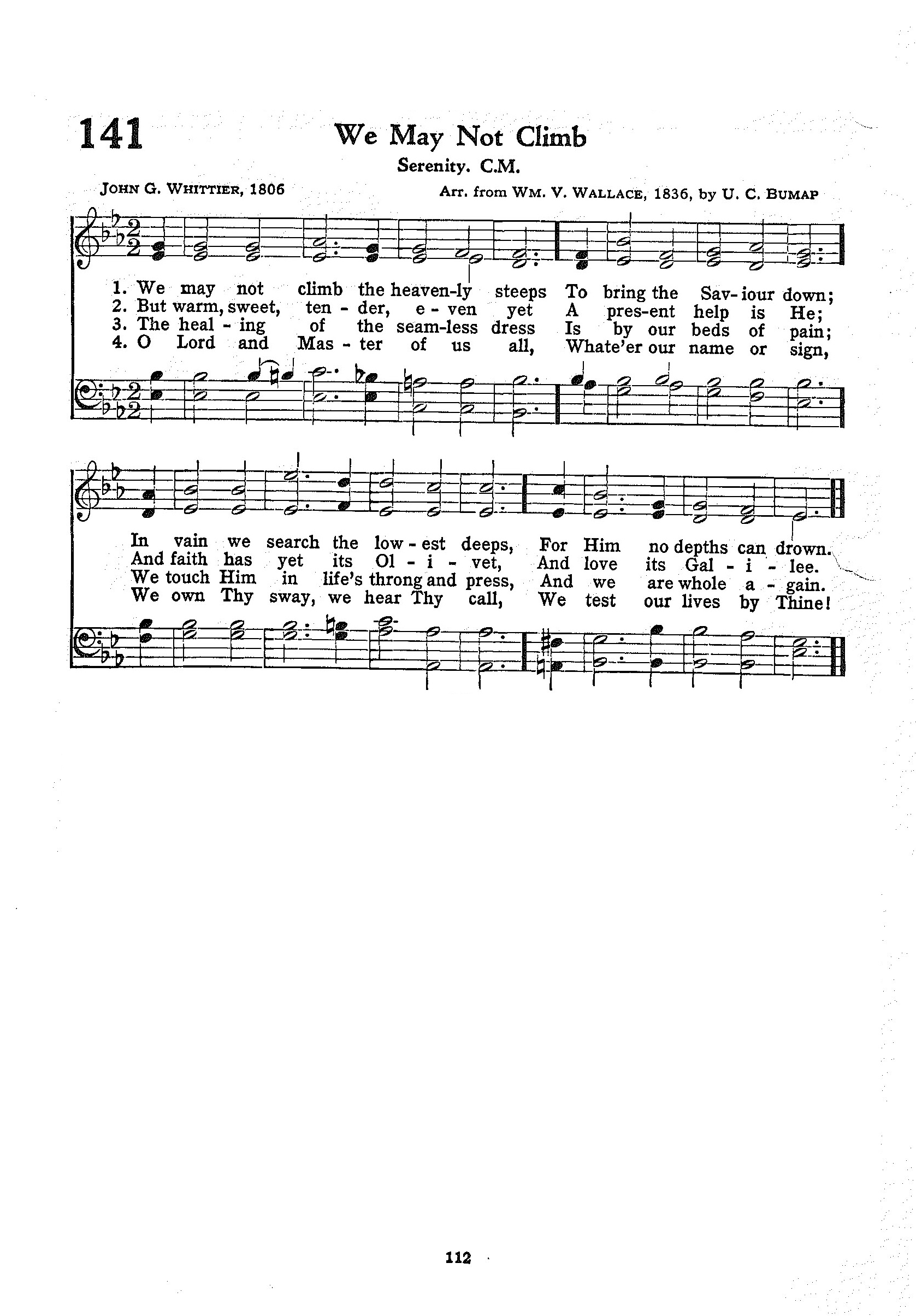 Hymn Sheet for We May Not Climb the Heav'nly Steeps