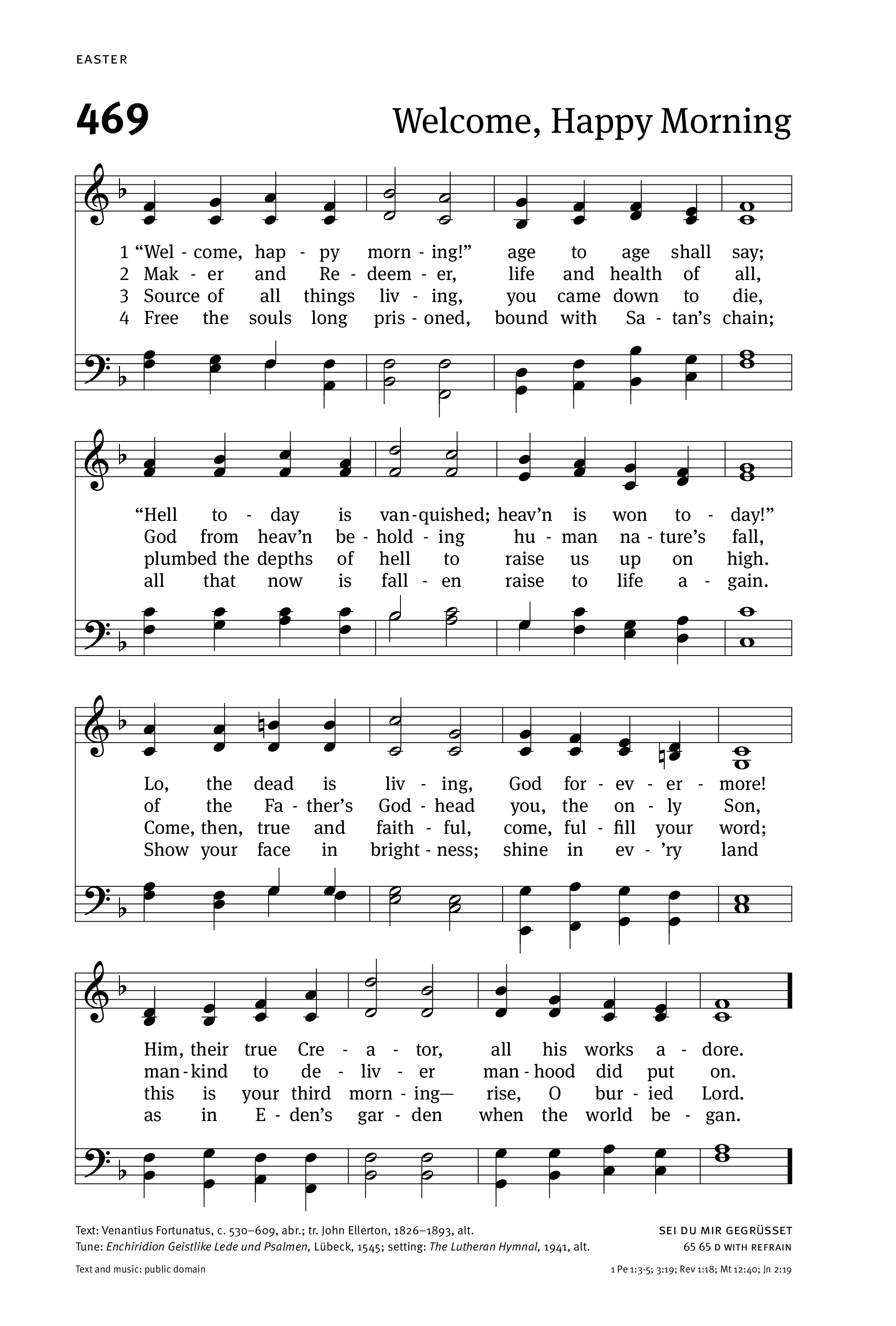 Hymn Sheet for Welcome, Happy Morning!