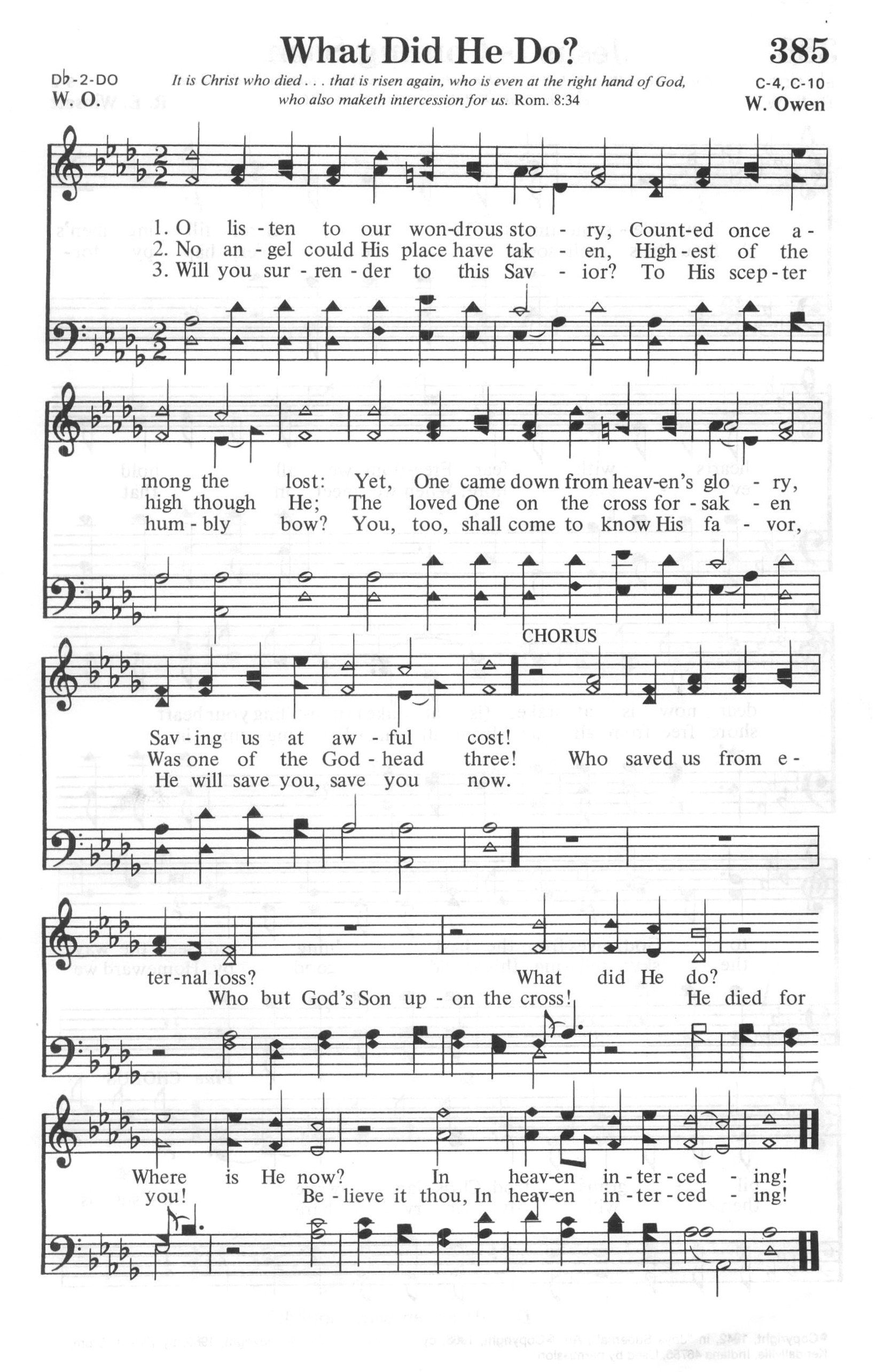 Hymn Sheet for What Did He Do?