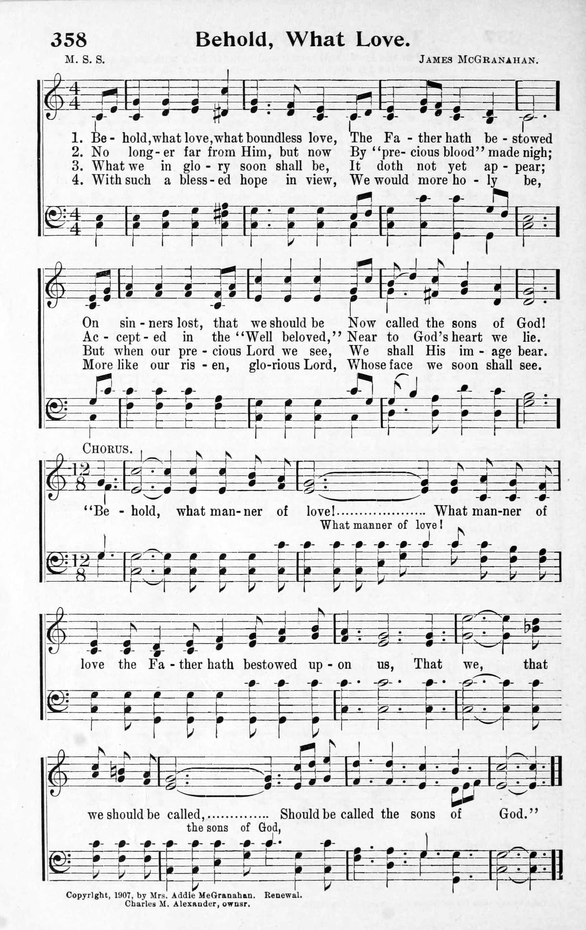 Hymn Sheet for What Manner of Love