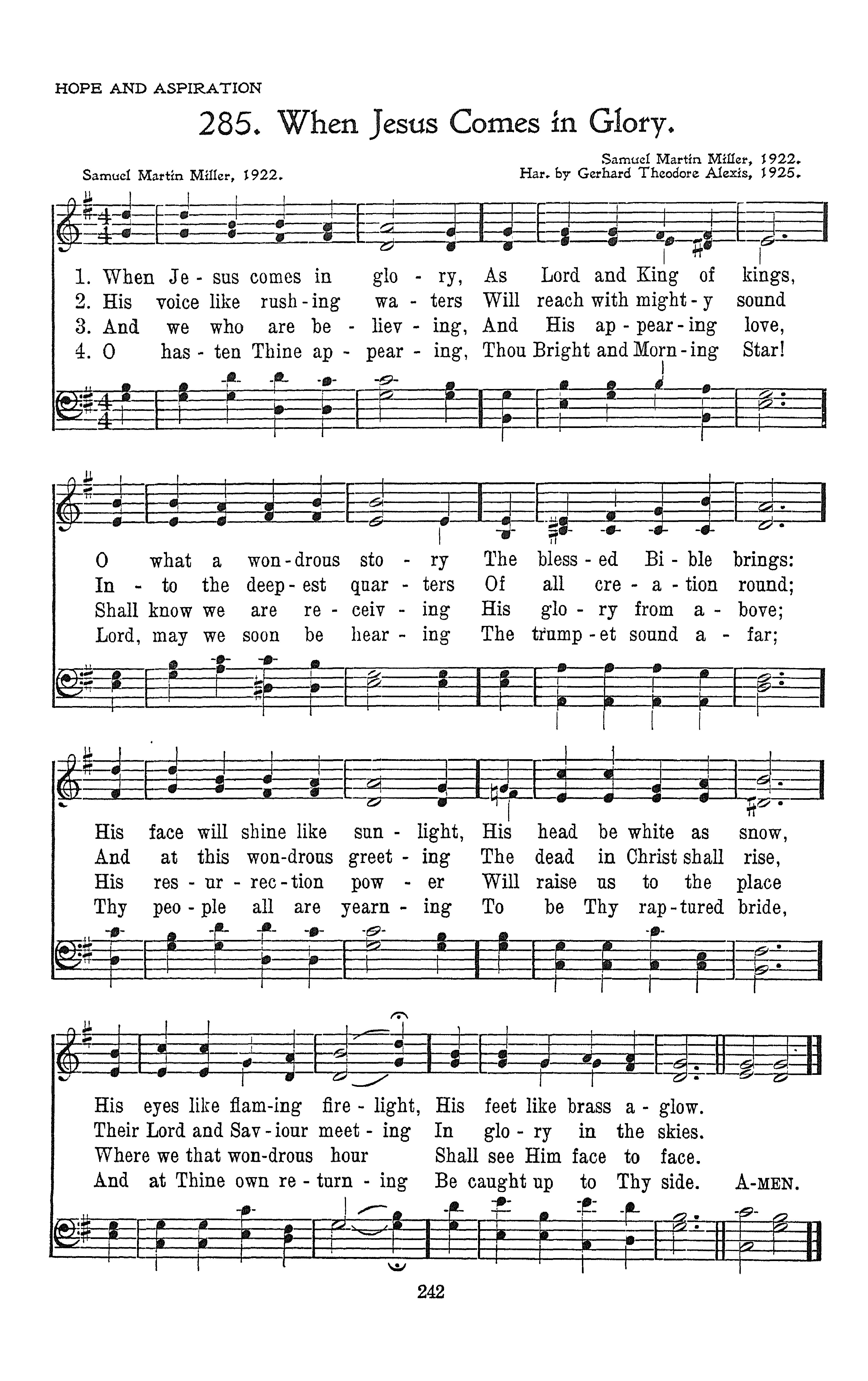 Hymn Sheet for When Jesus Comes In Glory