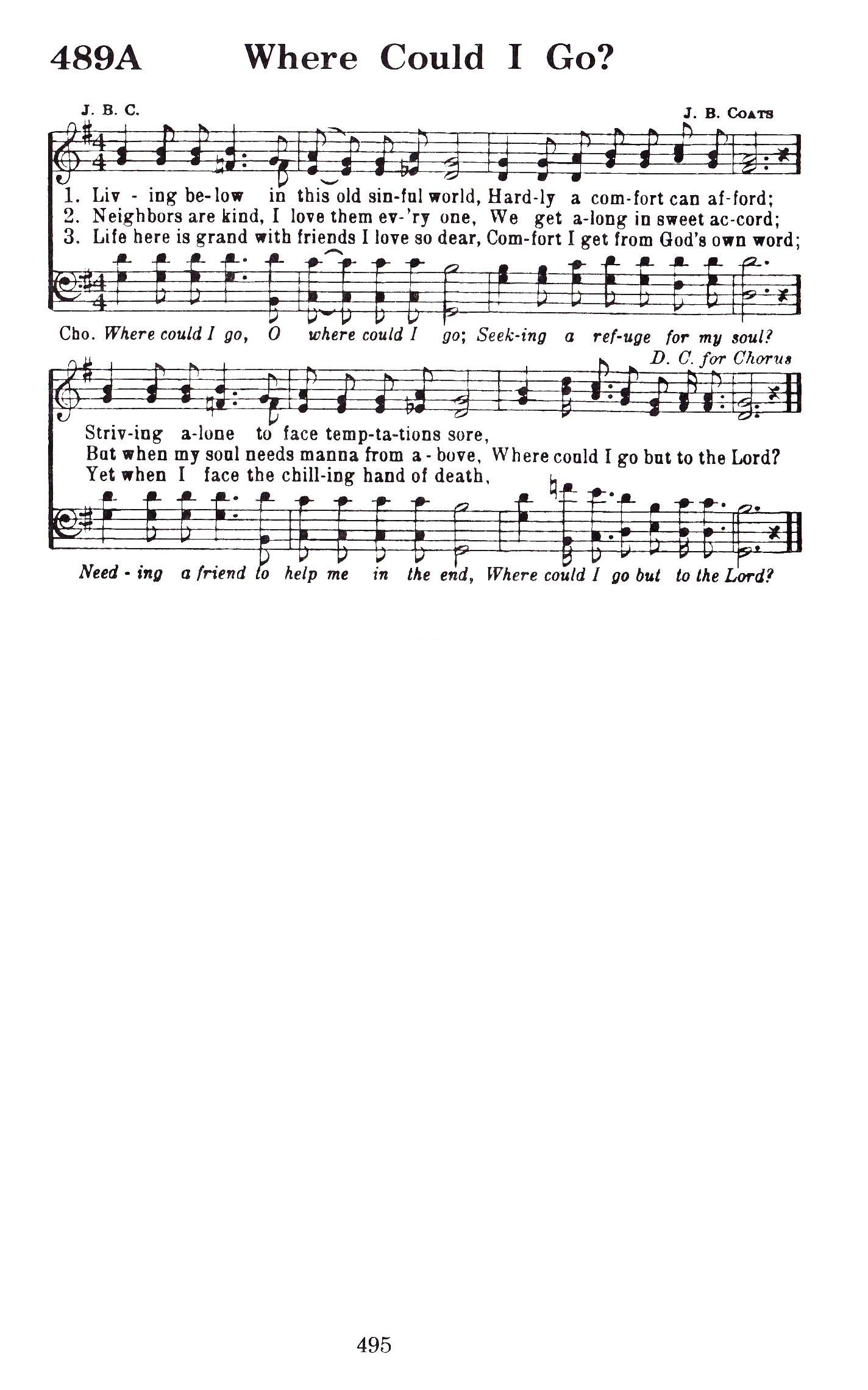 Hymn Sheet for Where Could I Go?