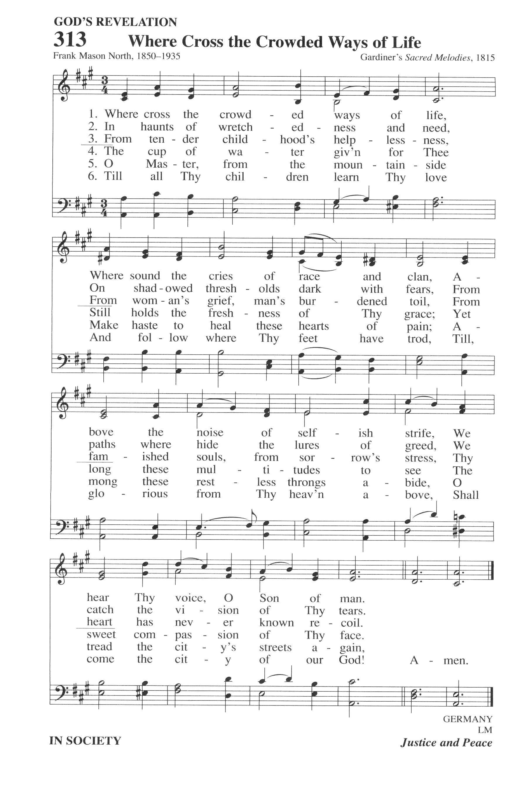 Hymn Sheet for Where Cross the Crowded Ways of Life