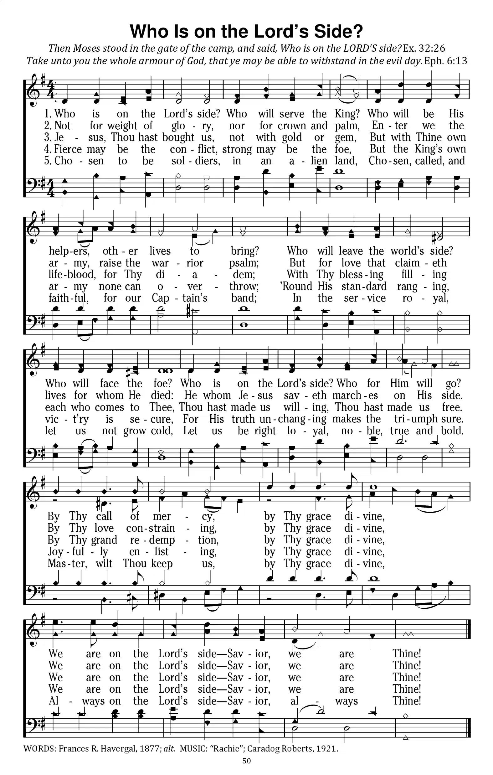 Hymn Sheet for Who Is on the Lord’s Side?