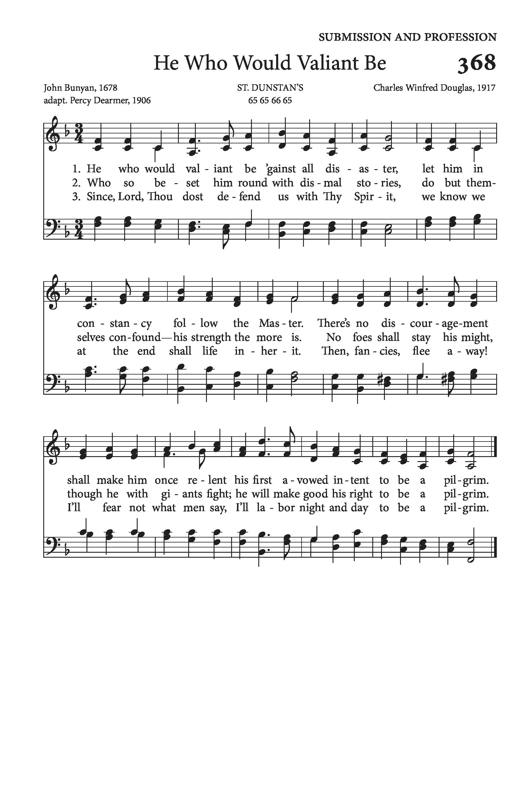 Hymn Sheet for He Who Would Valiant Be