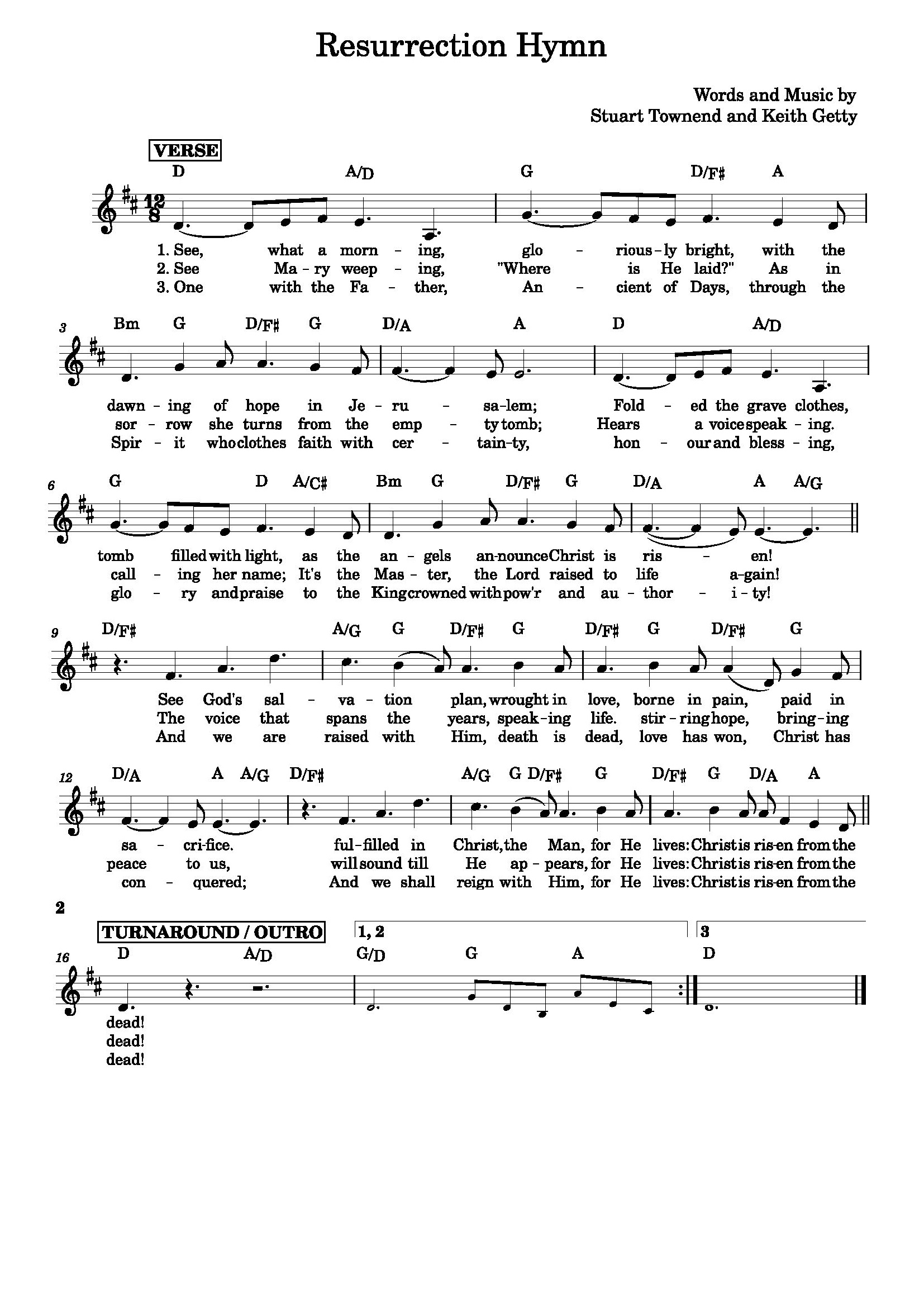 Hymn Sheet for The Resurrection Hymn (See, What a Morning)