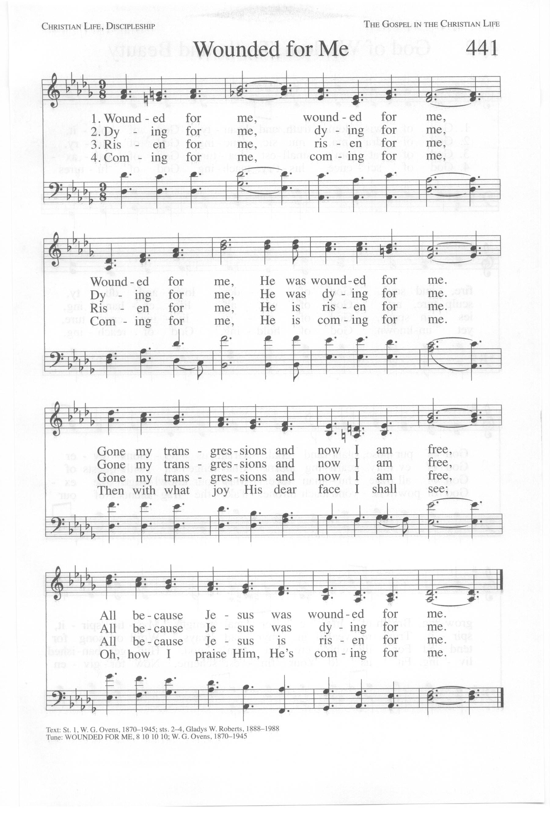 Hymn Sheet for Wounded for Me