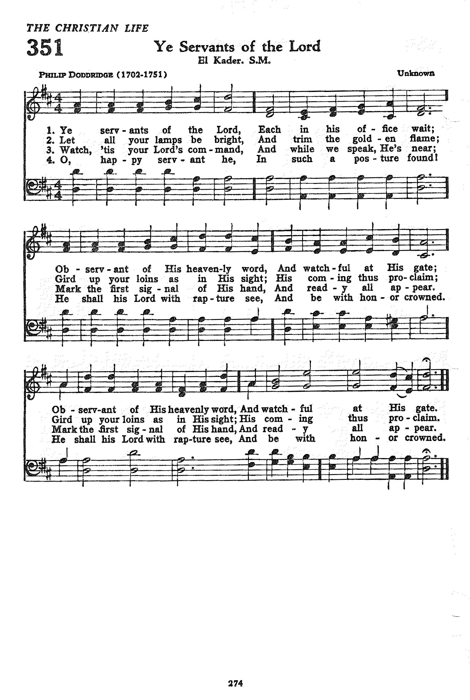Hymn Sheet for Ye Servants of the Lord