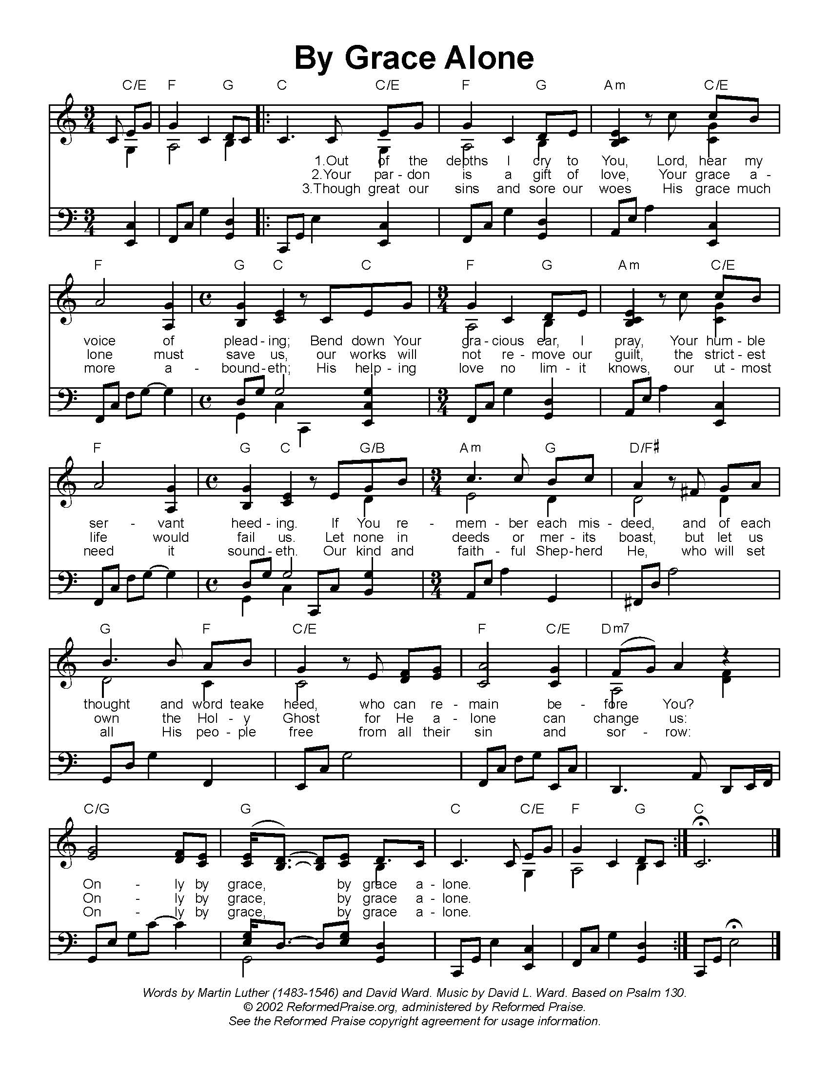 Hymn Sheet for By Grace Alone
