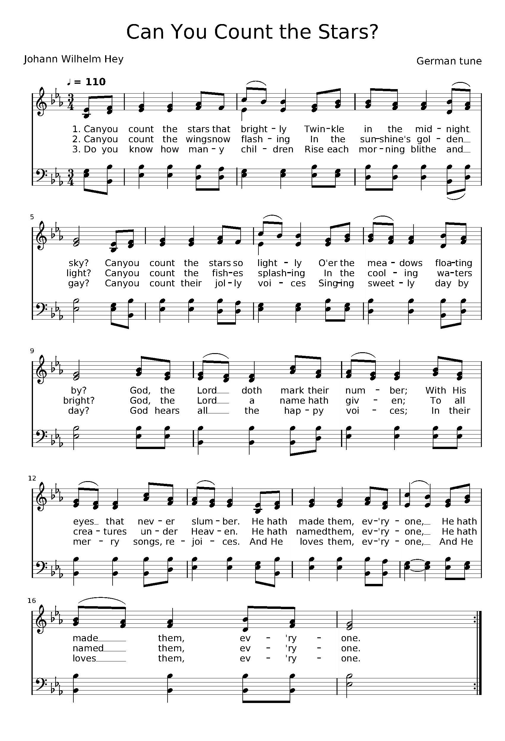 Hymn Sheet for Can You Count the Stars?