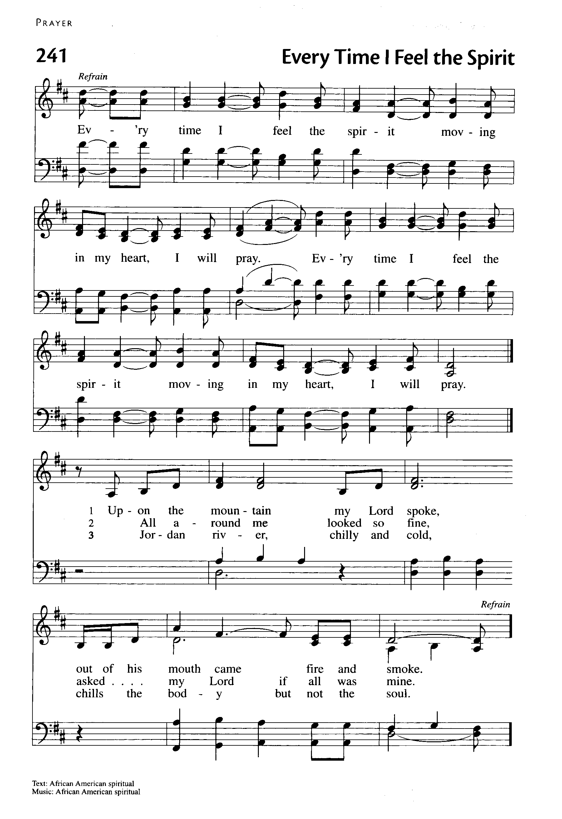 Hymn Sheet for Every Time I Feel the Spirit