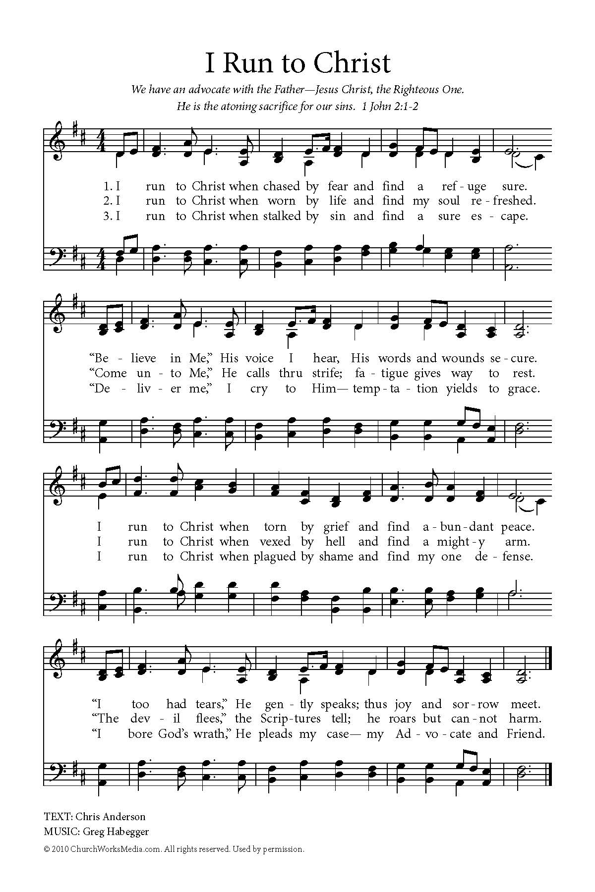 Hymn Sheet for I Run to Christ