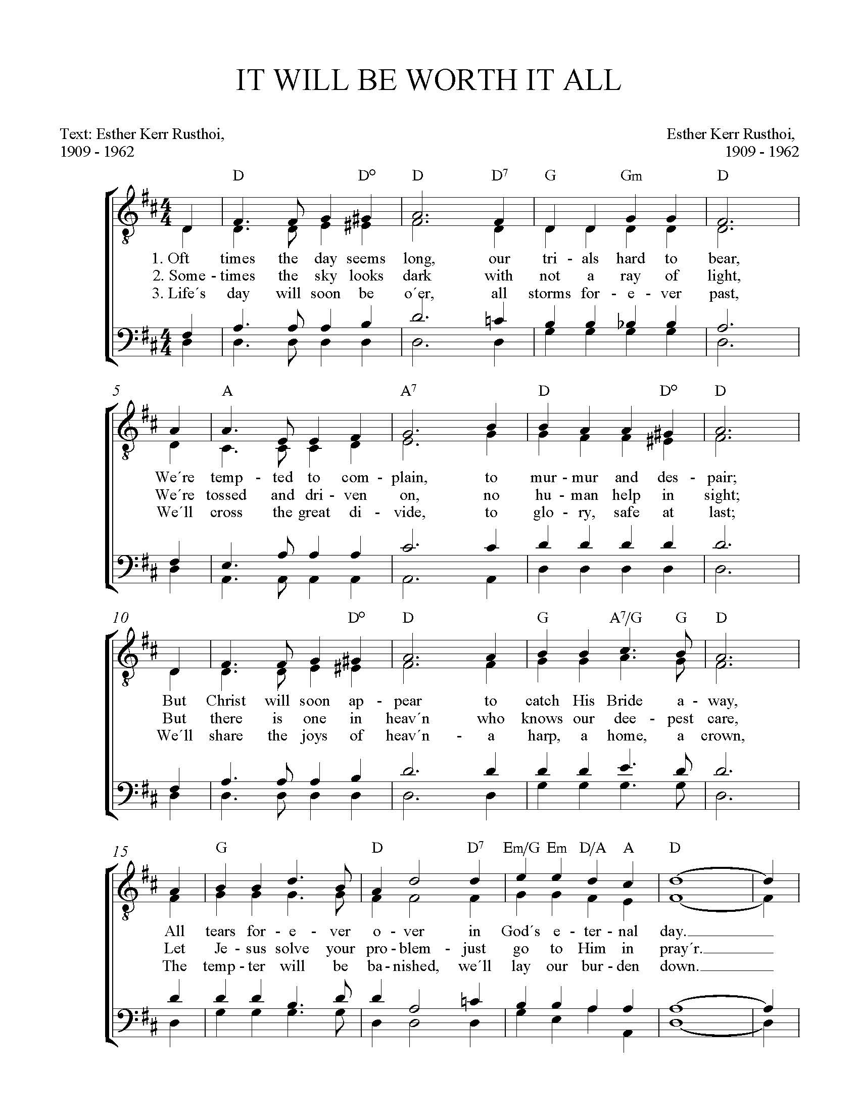 Hymn Sheet for When We See Christ (It will be worth it all)