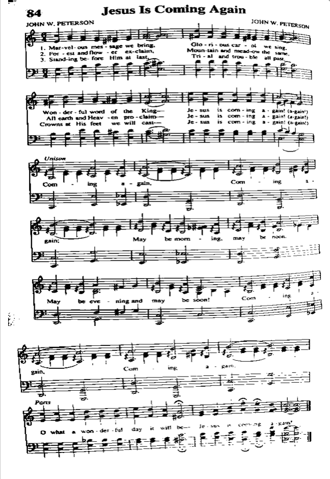 Hymn Sheet for Jesus Is Coming Again