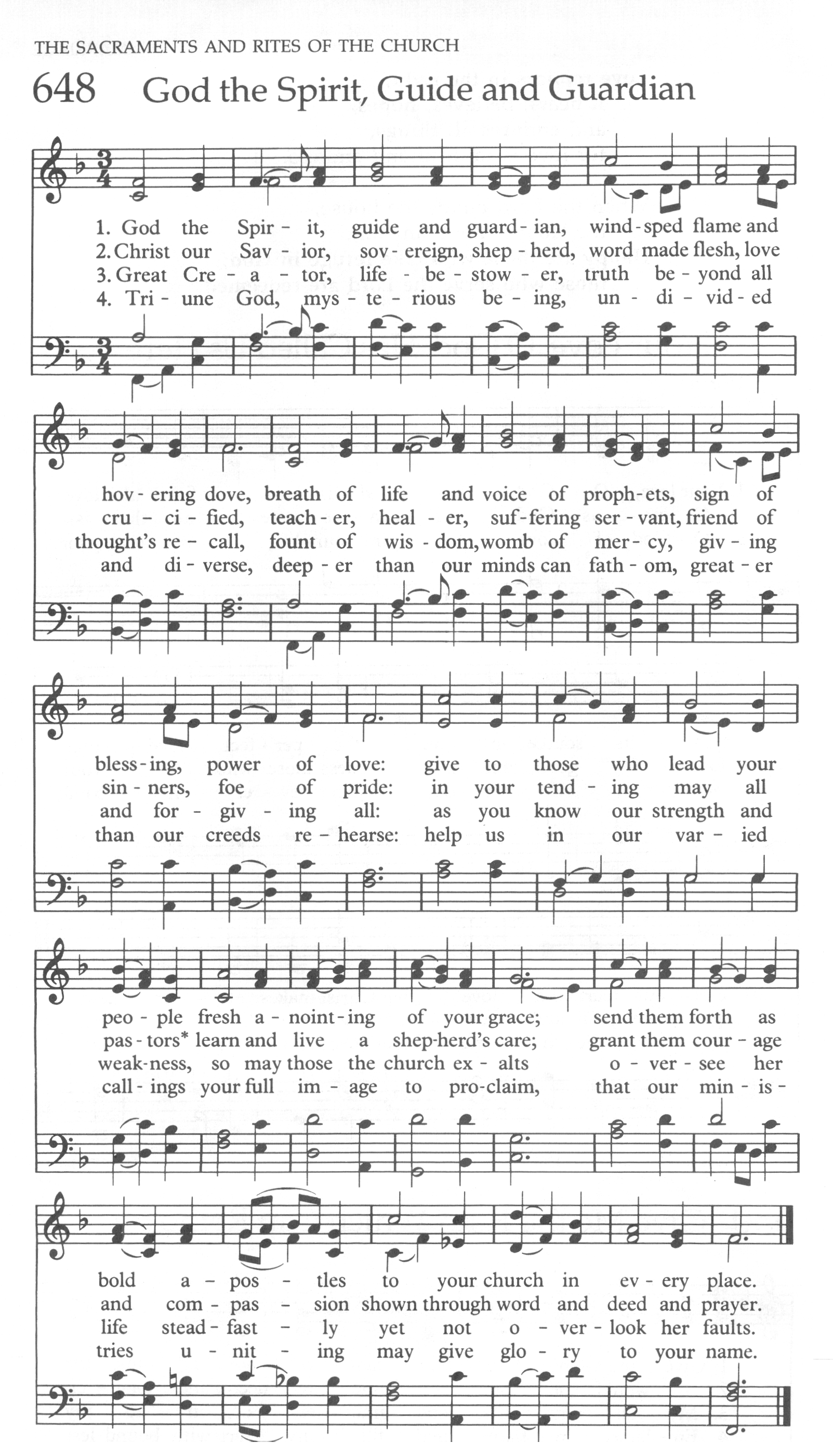 Hymn Sheet for God the Spirit, Guide and Guardian