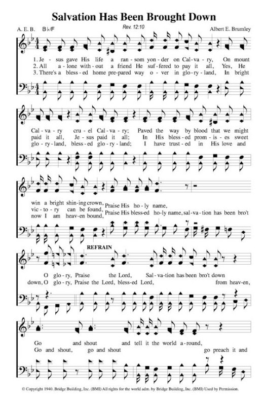 Hymn Sheet for Salvation Has Been Brought Down