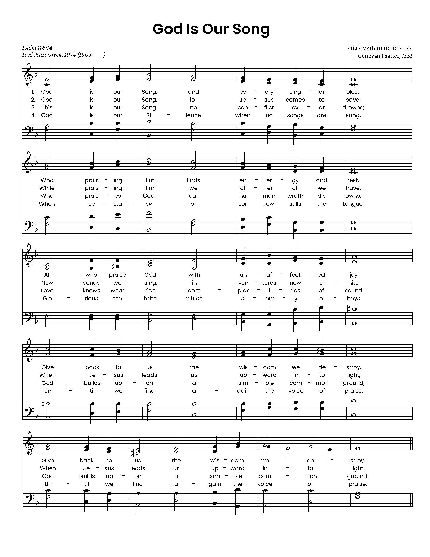 Hymn Sheet for God Is Our Song
