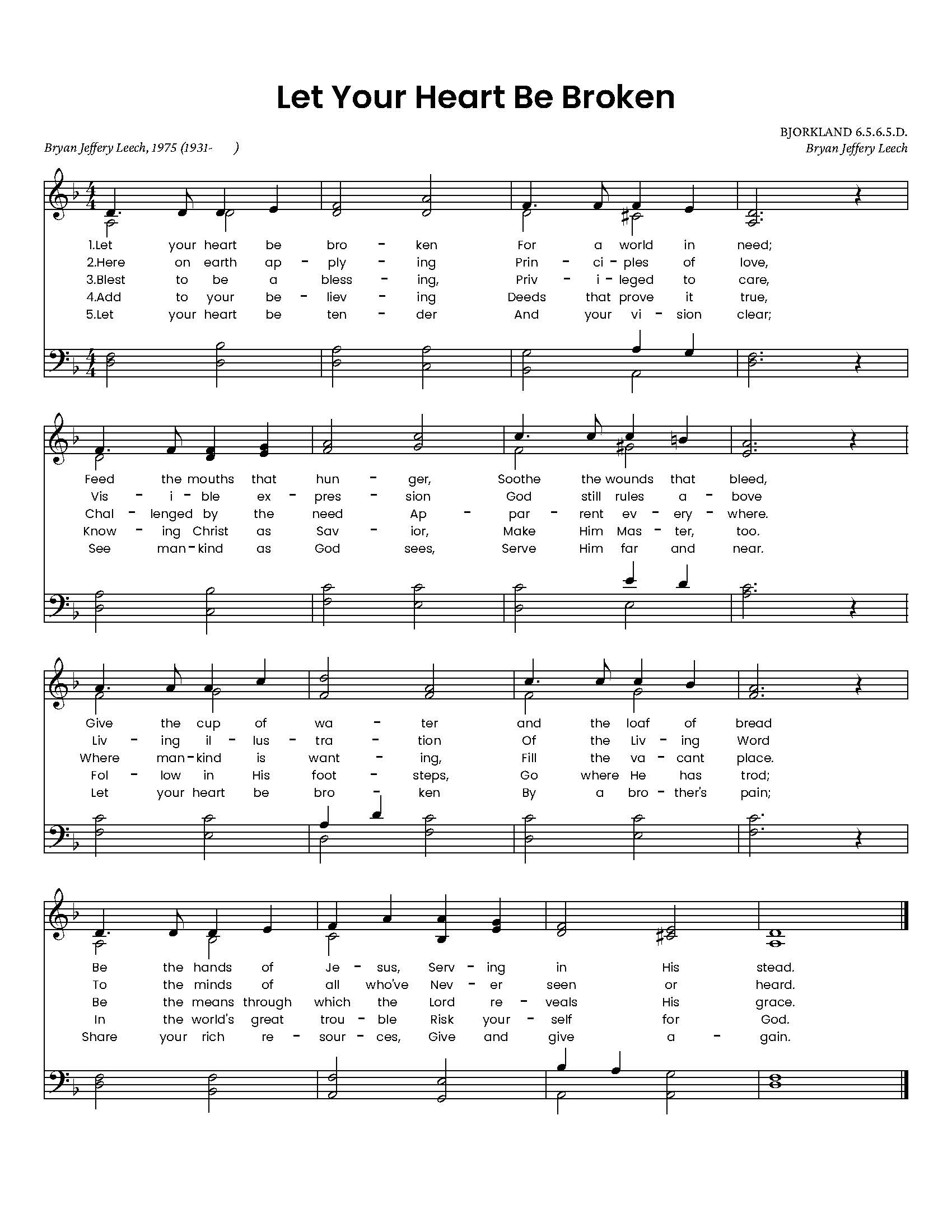 Hymn Sheet for Let Your Heart Be Broken