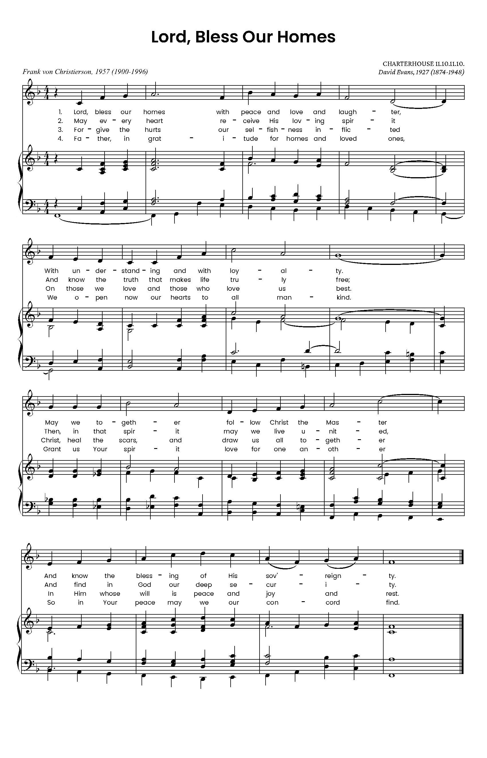 Hymn Sheet for Lord, Bless Our Homes