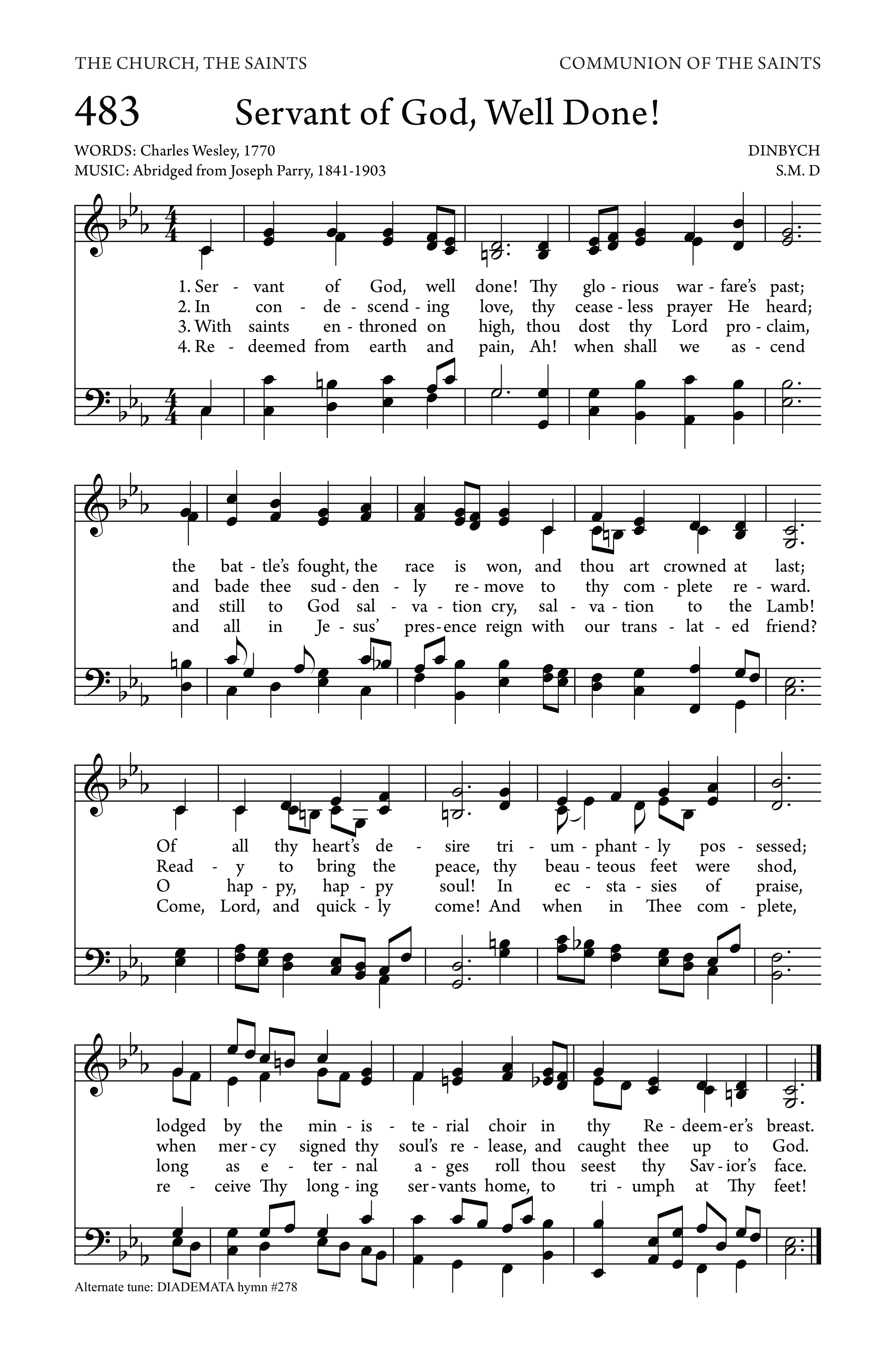 Hymn Sheet for Servant of God, well done!