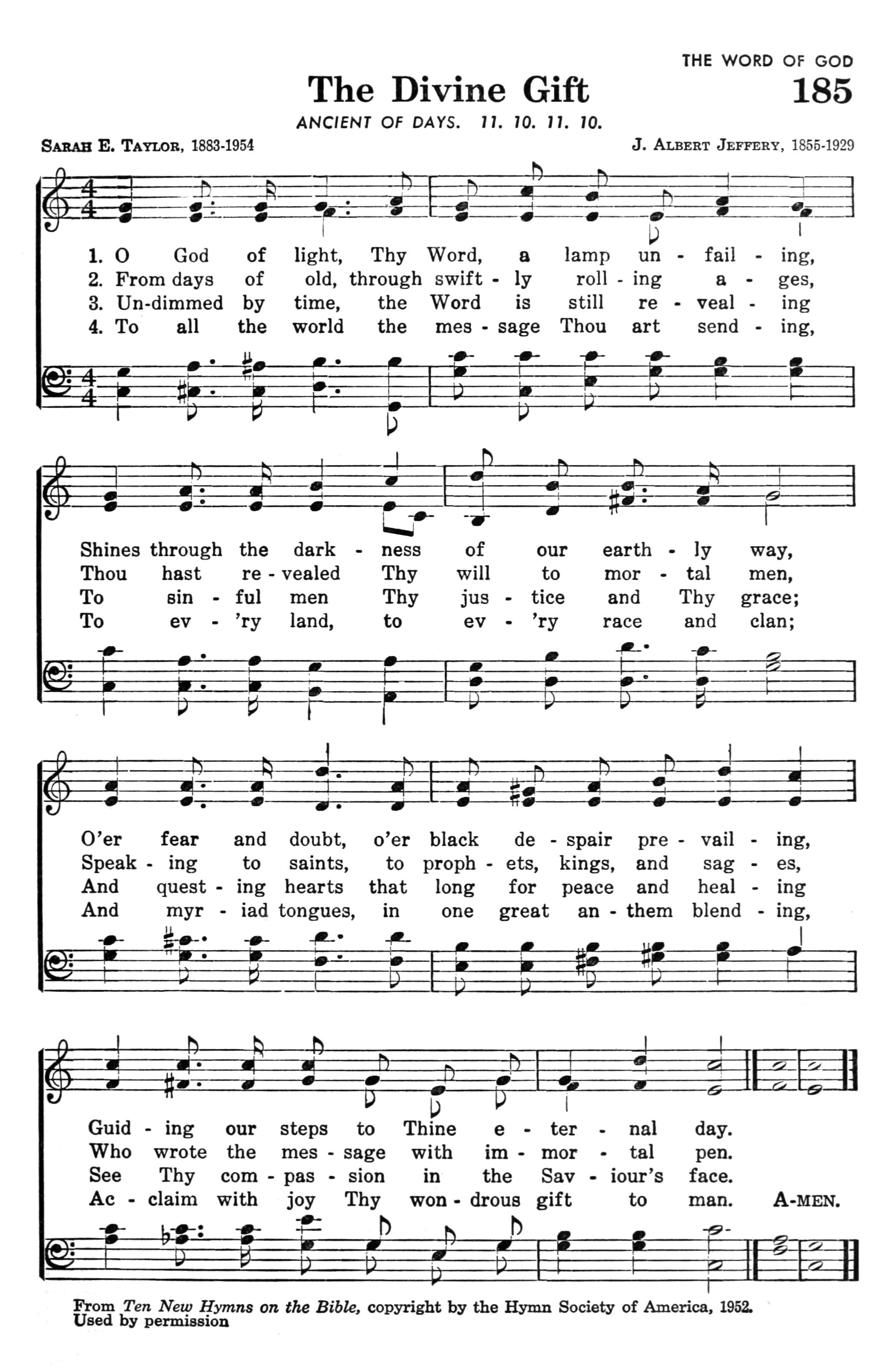 Hymn Sheet for O God of Light, Thy Word, a Lamp Unfailing